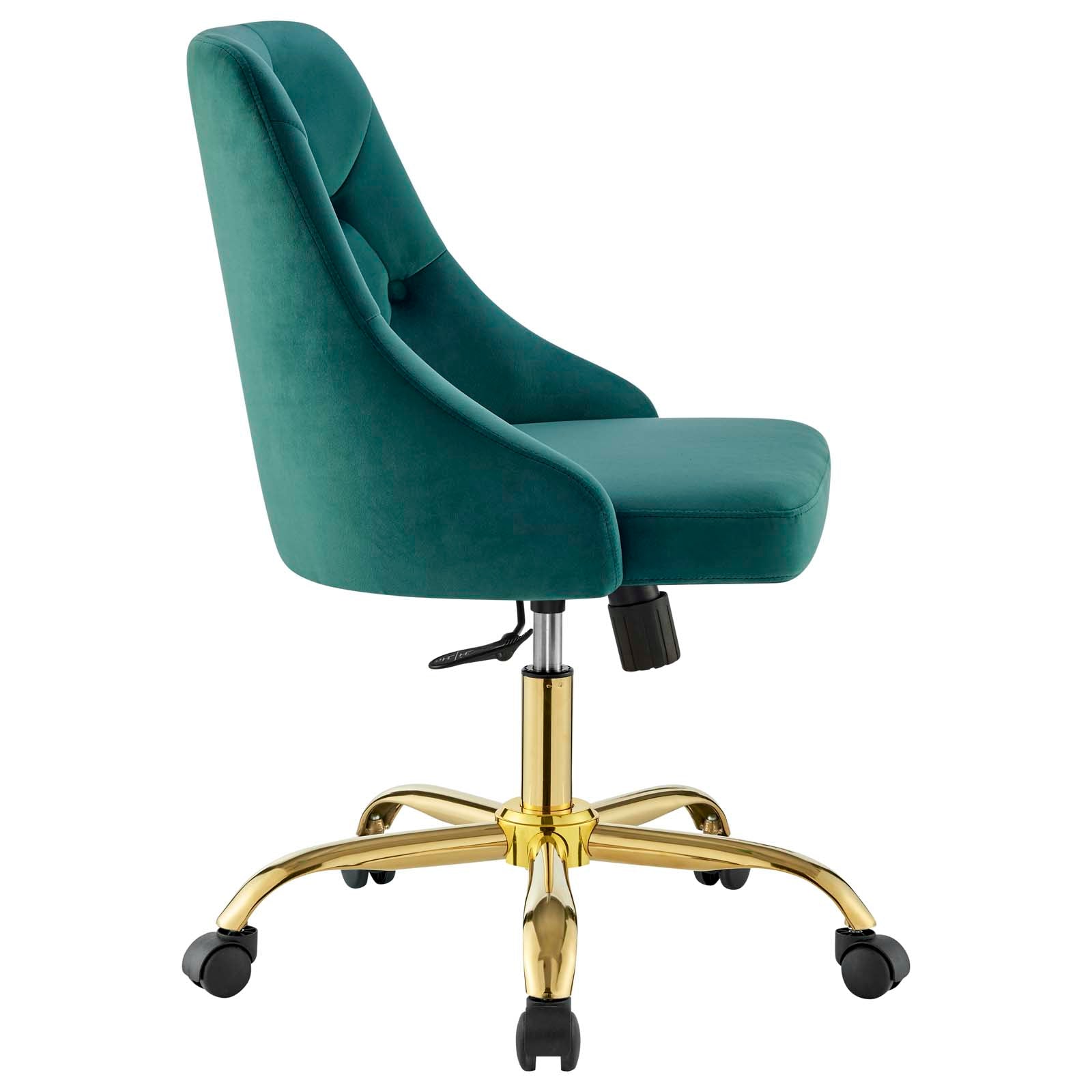 Modway Task Chairs - Distinct Tufted Swivel Performance Velvet Office Chair Gold Teal