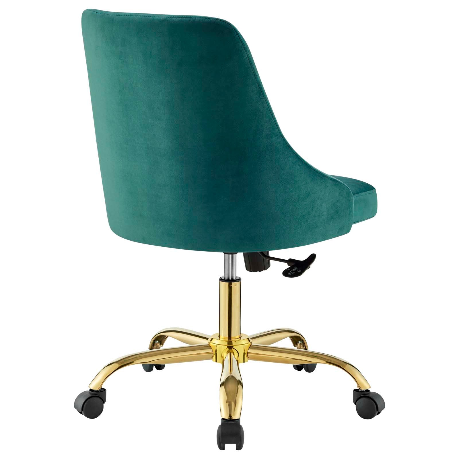 Modway Task Chairs - Distinct Tufted Swivel Performance Velvet Office Chair Gold Teal