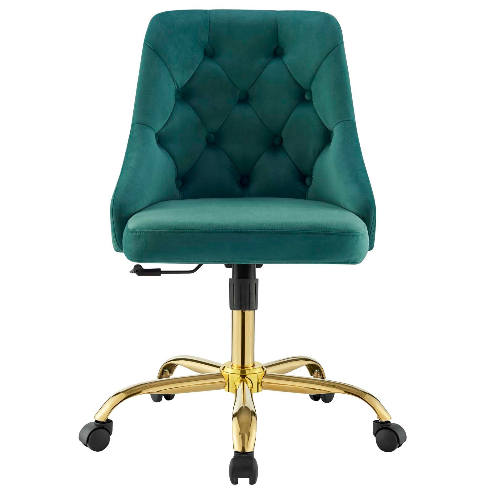 Modway Task Chairs - Distinct Tufted Swivel Performance Velvet Office Chair Gold Teal