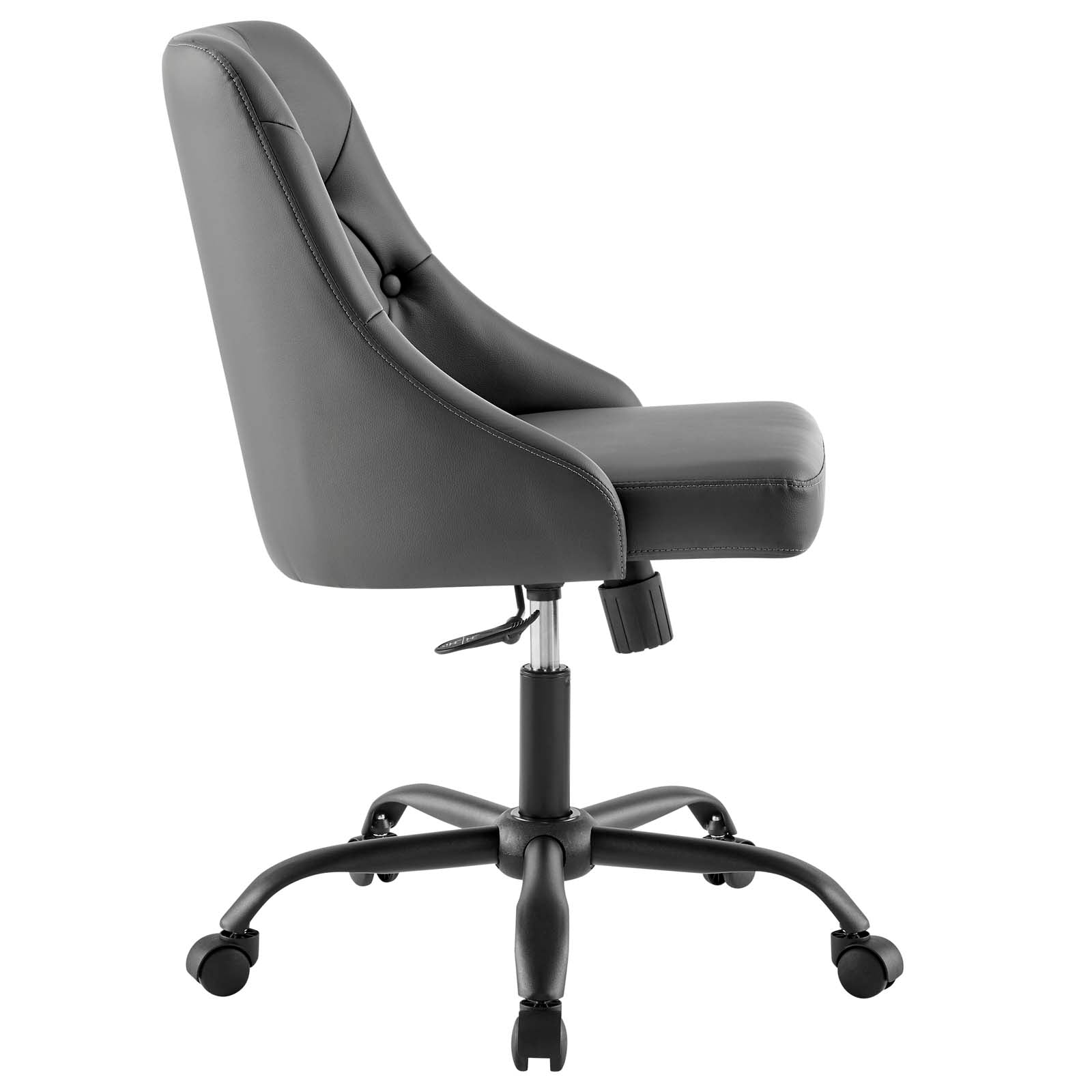 Modway Task Chairs - Distinct Tufted Swivel Vegan Leather Office Chair Black Gray