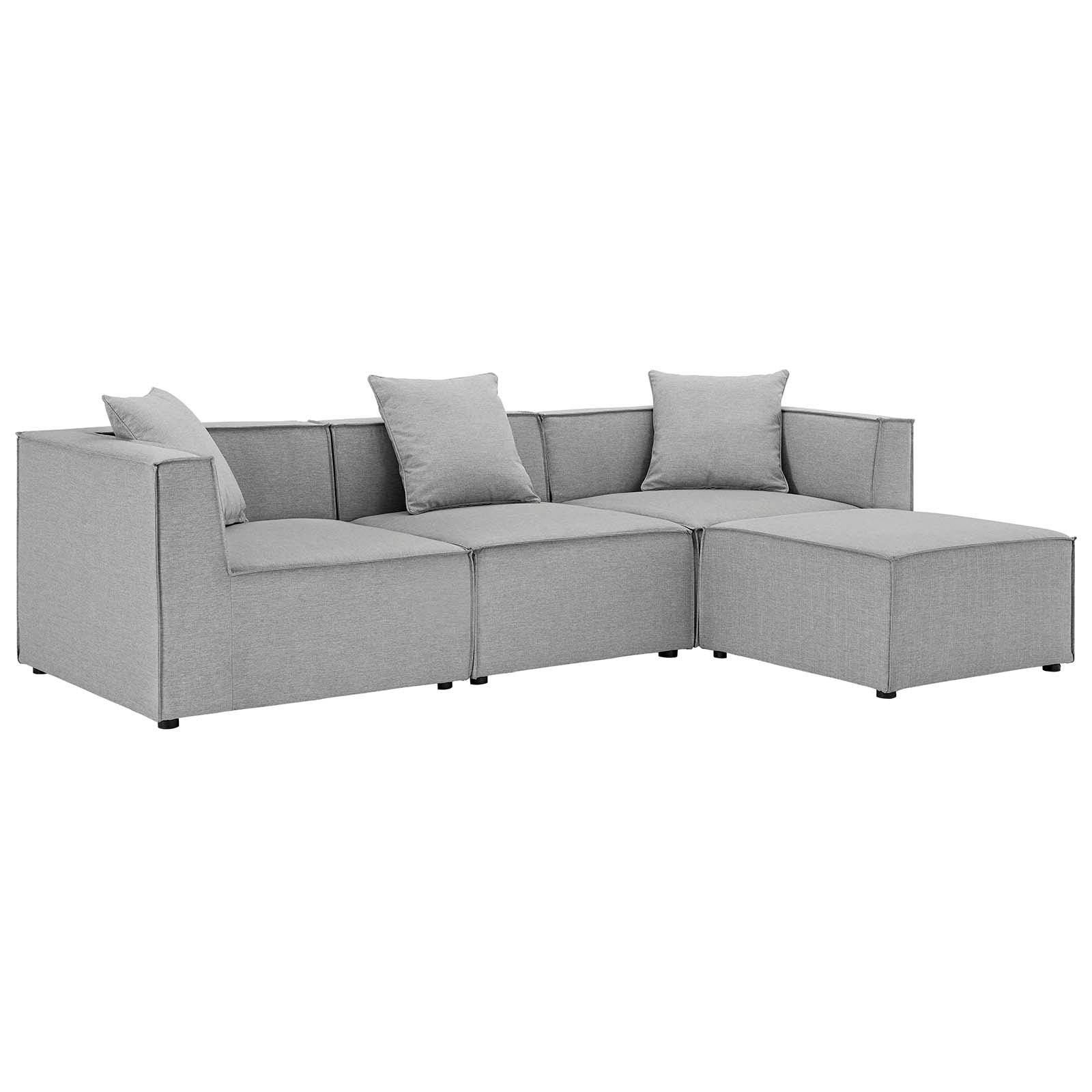 Modway Outdoor Sofas - Saybrook Outdoor Patio 4 Piece Sectional Sofa Gray