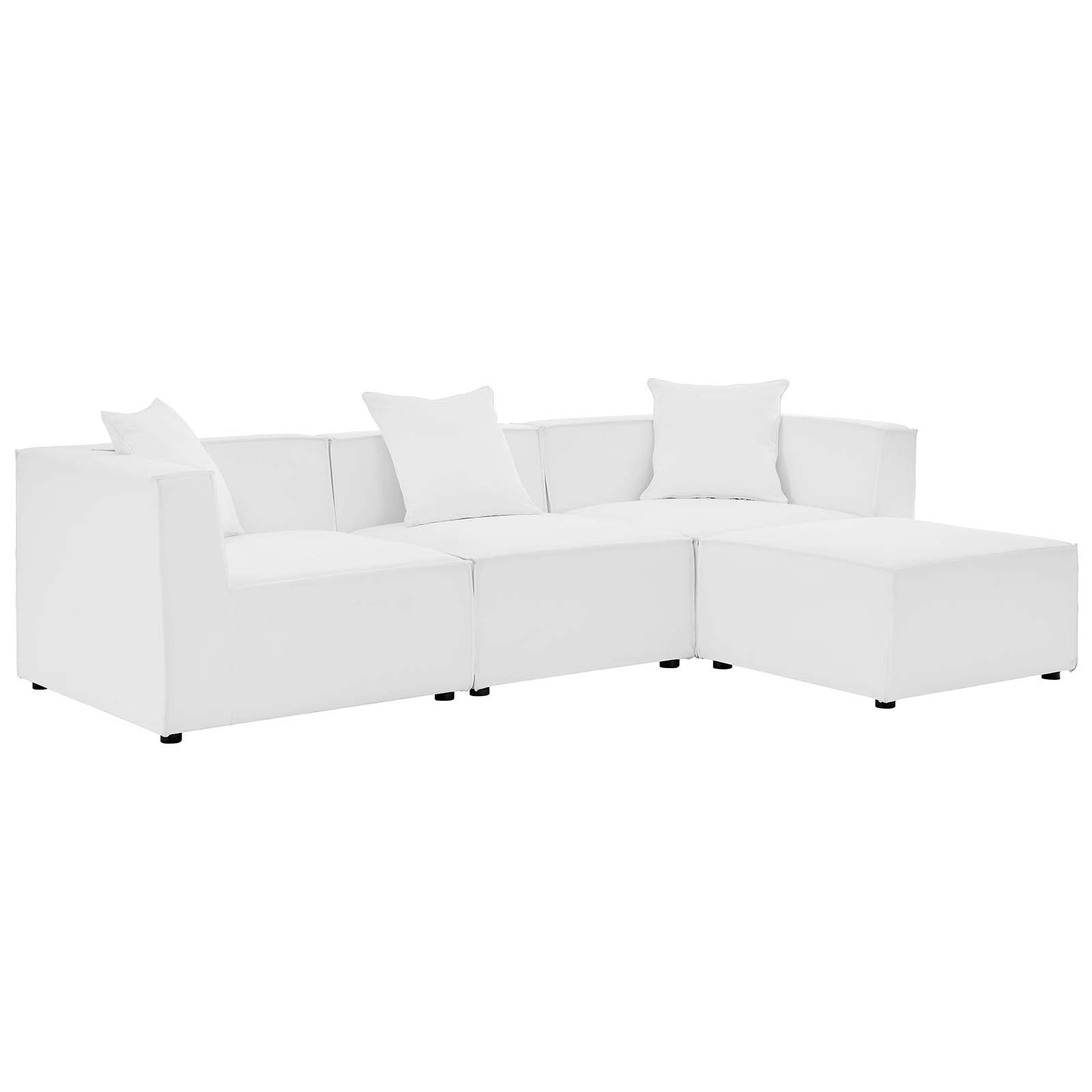 Modway Outdoor Sofas - Saybrook Outdoor Patio Upholstered 103.5" 4 Piece Sectional Sofa White