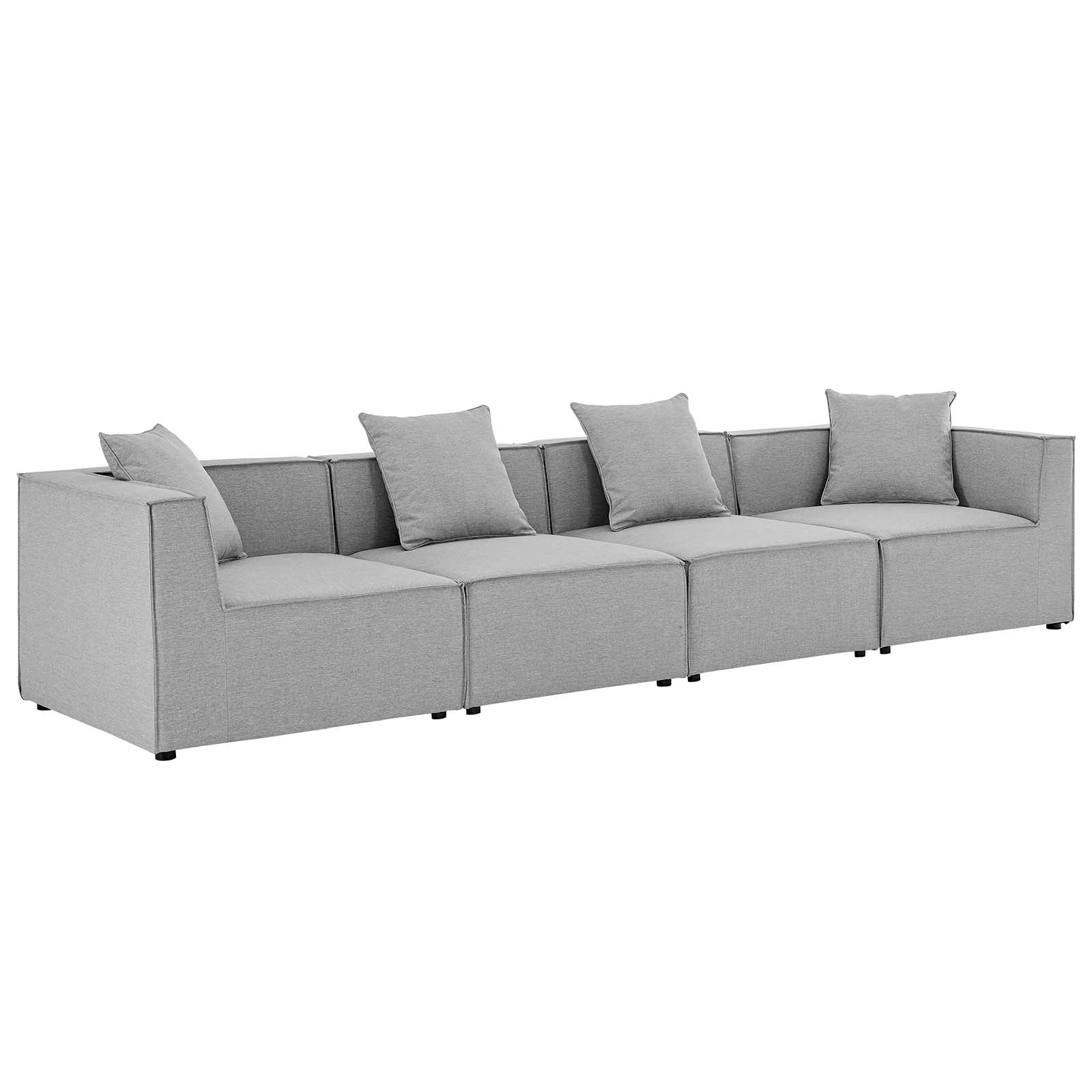 Modway Outdoor Sofas - Saybrook Outdoor Patio Upholstered 138" 4-Piece Sectional Sofa Gray