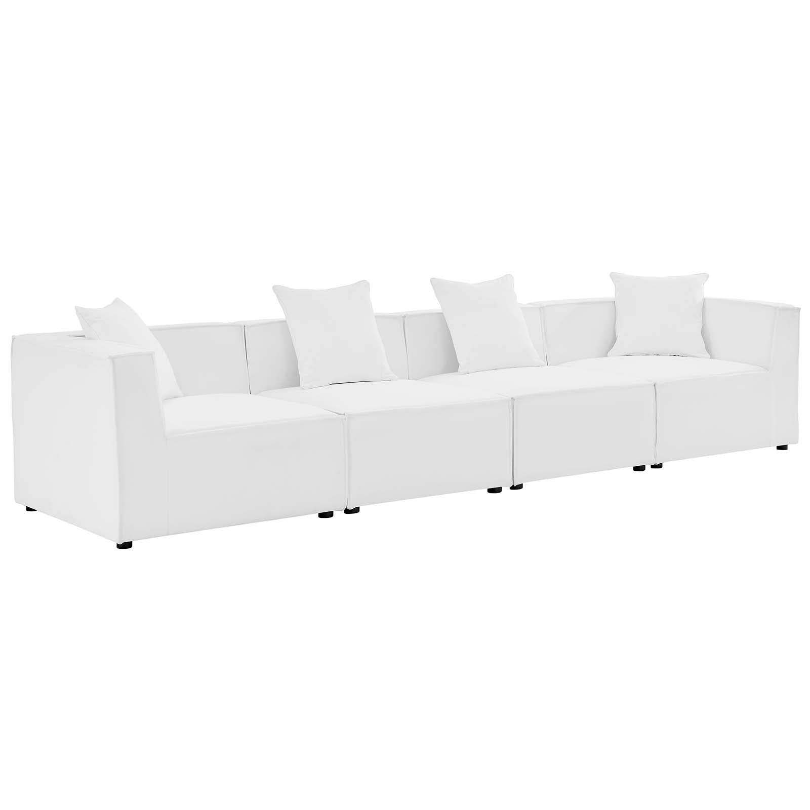 Modway Outdoor Sofas - Saybrook Outdoor Patio Upholstered 4-Piece Sectional Sofa White