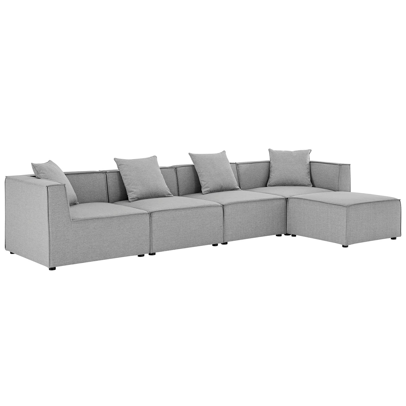 Modway Outdoor Sofas - Saybrook Outdoor Patio 5 Piece Sectional Sofa Gray