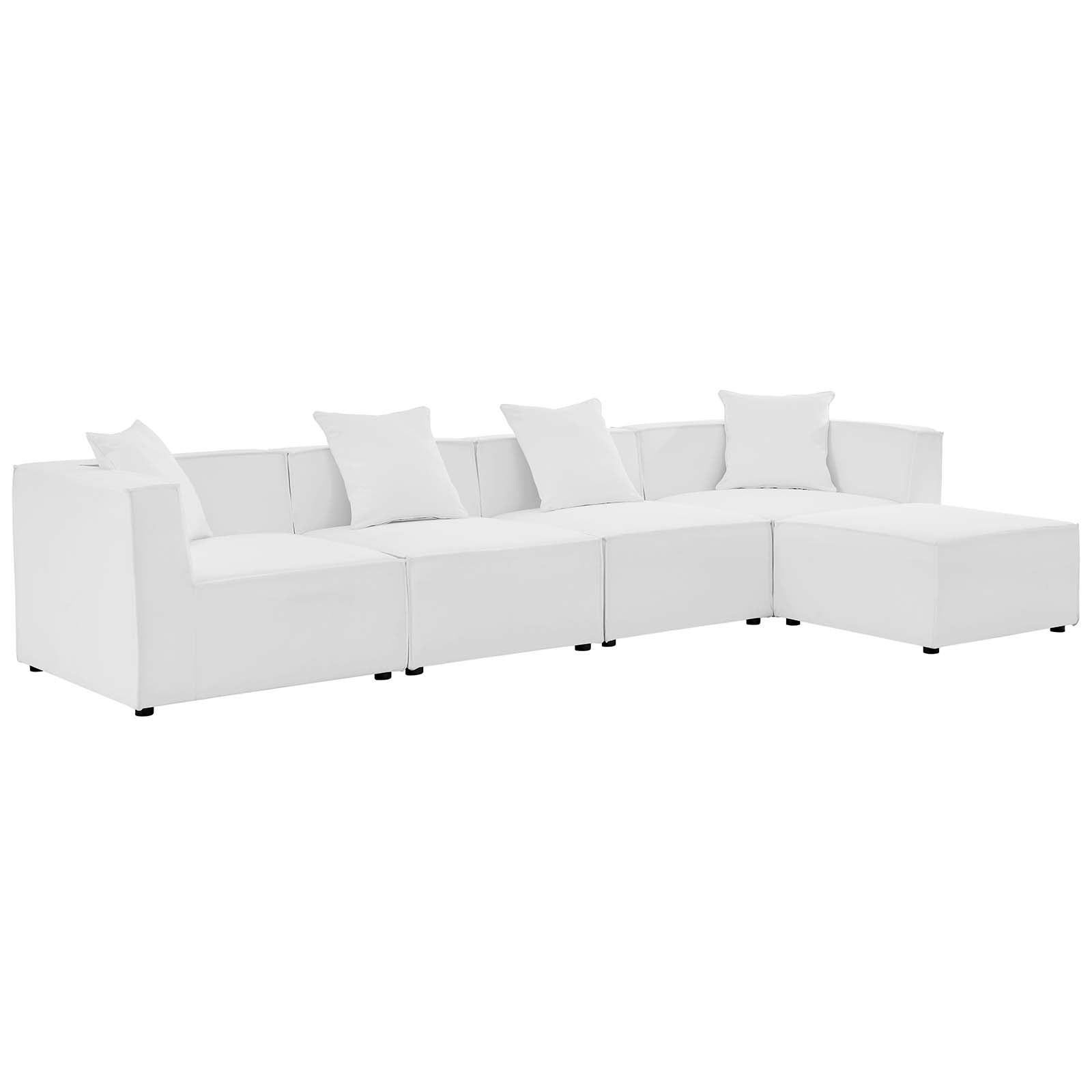 Modway Outdoor Sofas - Saybrook Outdoor Patio 5 Piece Sectional Sofa White