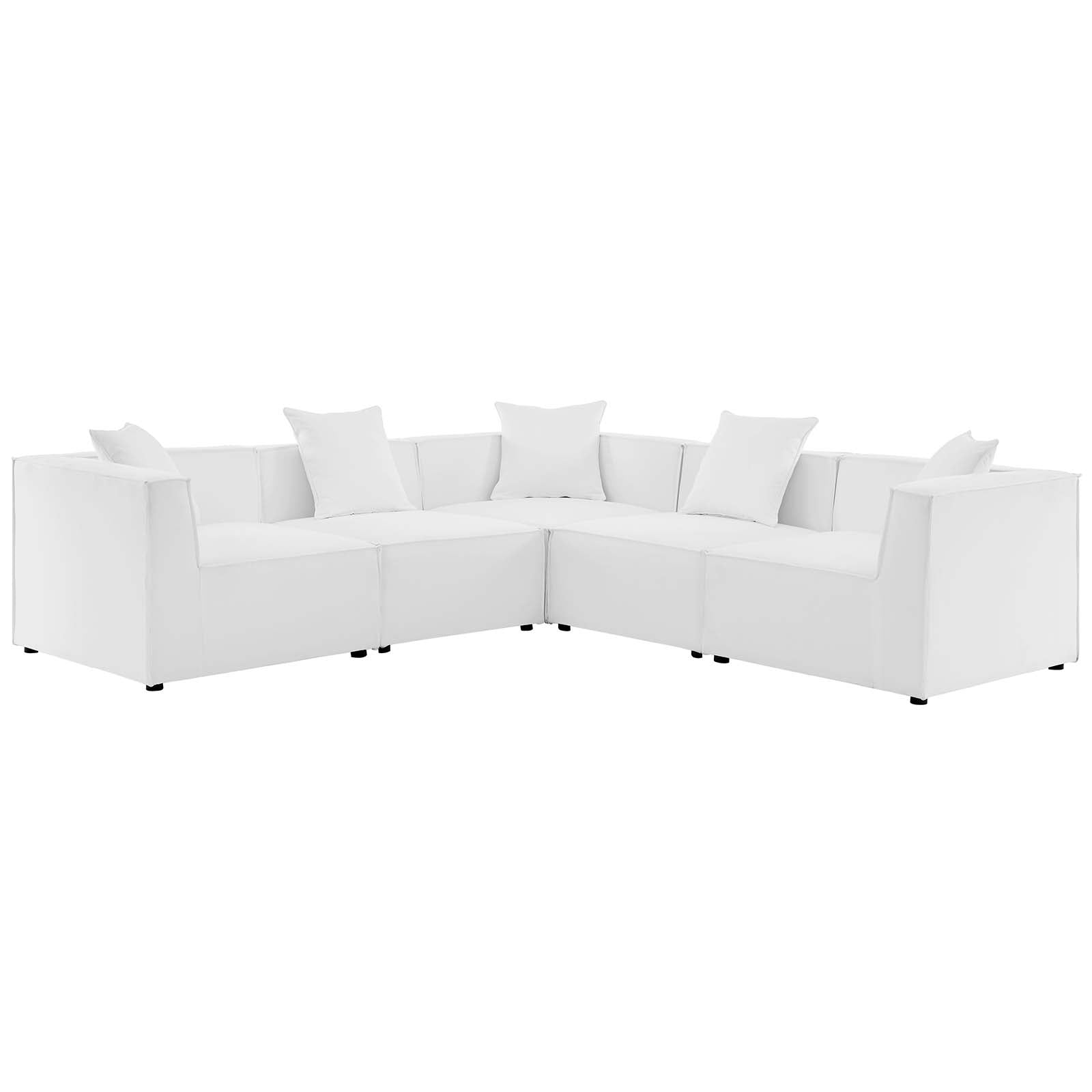 Modway Outdoor Sofas - Saybrook Outdoor Patio Upholstered 5-Piece Sectional Sofa White