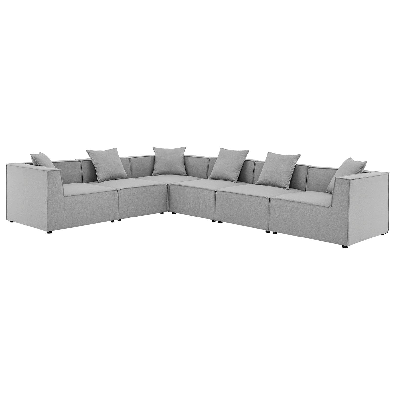 Modway Outdoor Sofas - Saybrook Outdoor Patio Upholstered 6 Piece 138" Sectional Sofa Gray