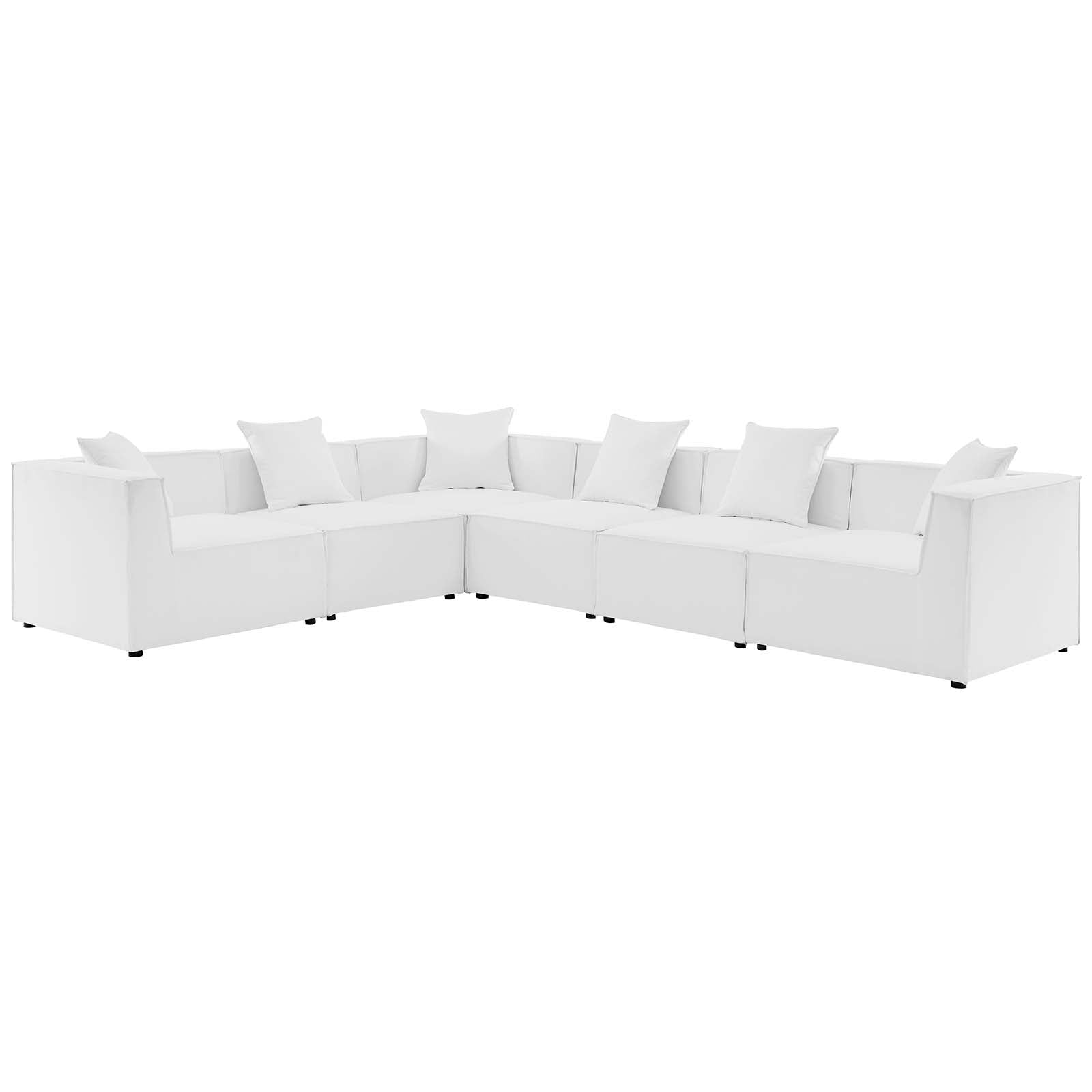 Modway Outdoor Sofas - Saybrook Outdoor Patio Upholstered 6Piece Sectional Sofa White