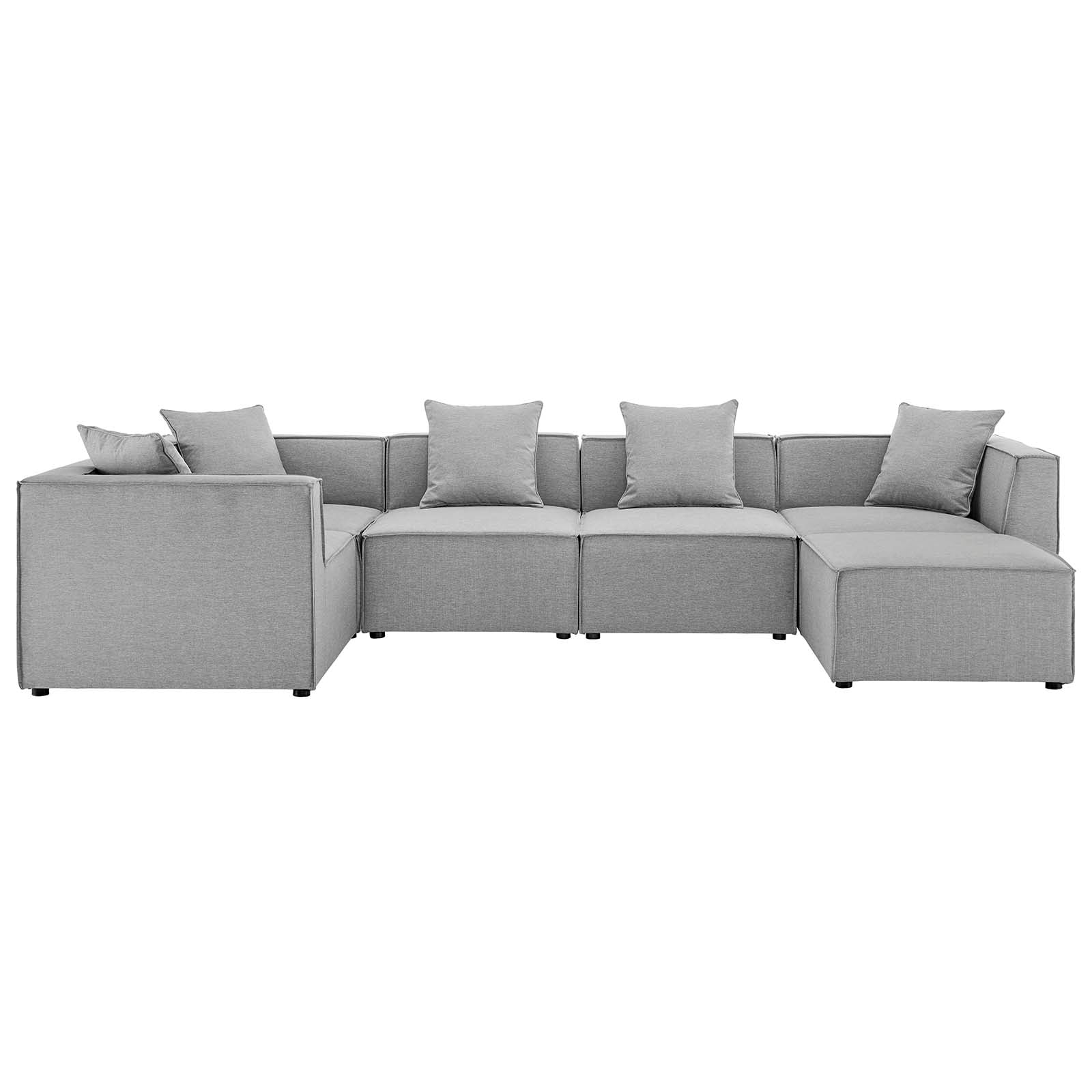 Modway Outdoor Sofas - Saybrook Outdoor Patio Upholstered 6-Piece Sectional Sofa Gray