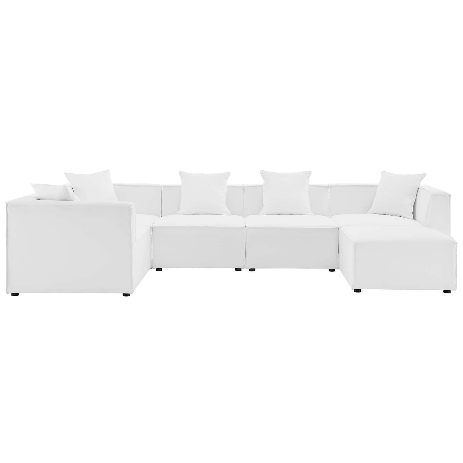 Modway Outdoor Sofas - Saybrook Outdoor Patio 138" 6-Piece Sectional Sofa White