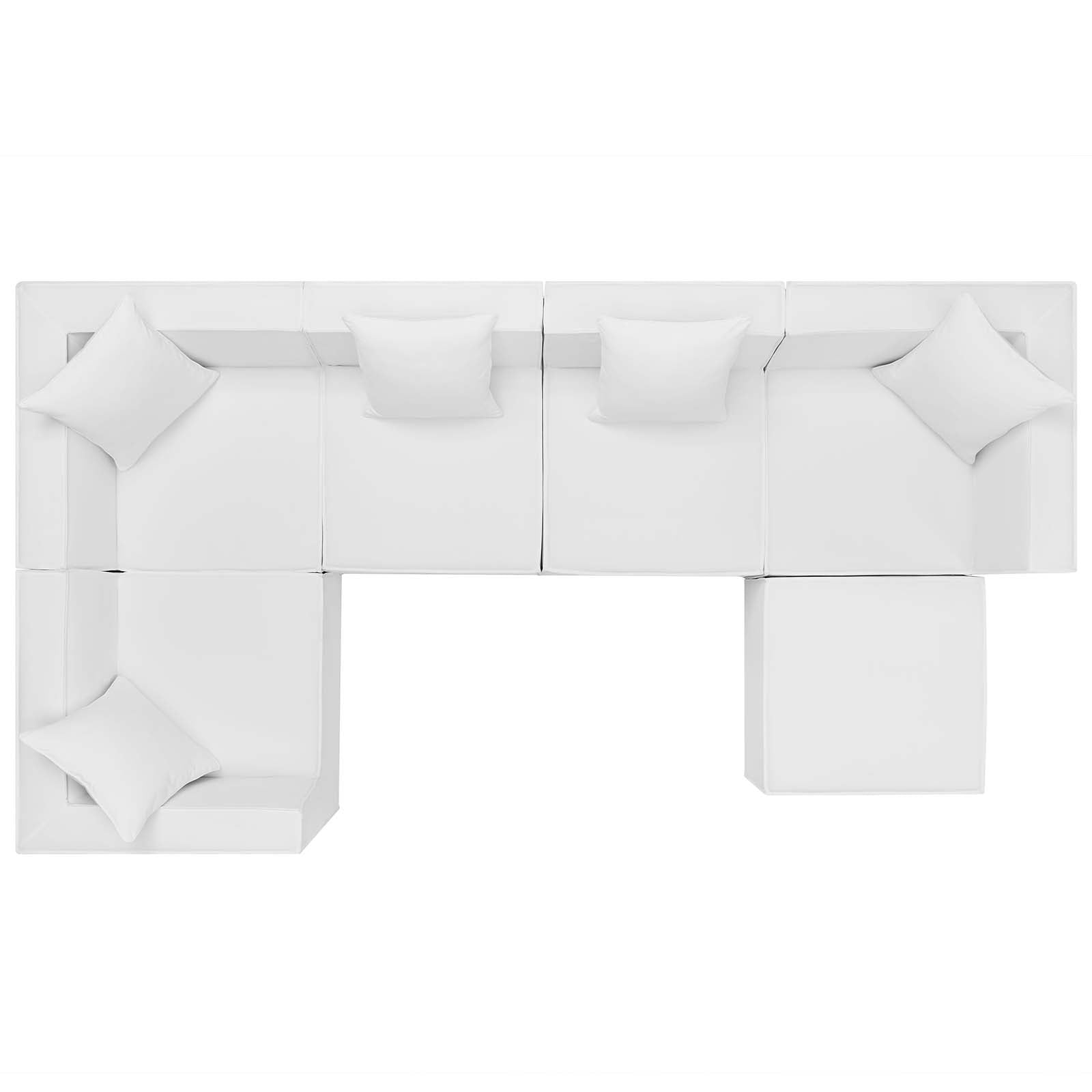 Modway Outdoor Sofas - Saybrook Outdoor Patio 138" 6-Piece Sectional Sofa White