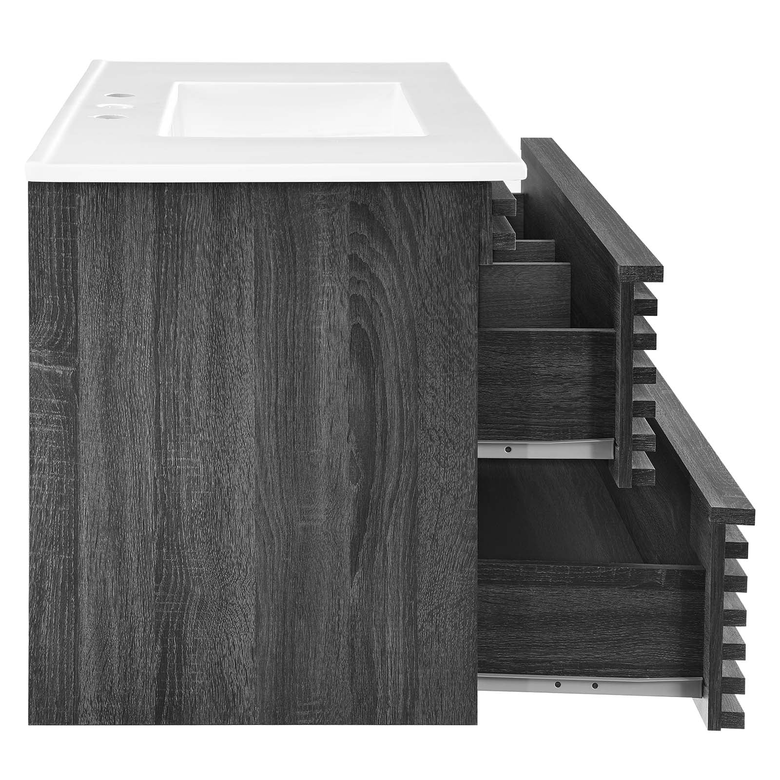 Modway Bathroom Vanity - Render 36" Wall-Mount Bathroom Vanity Charcoal White