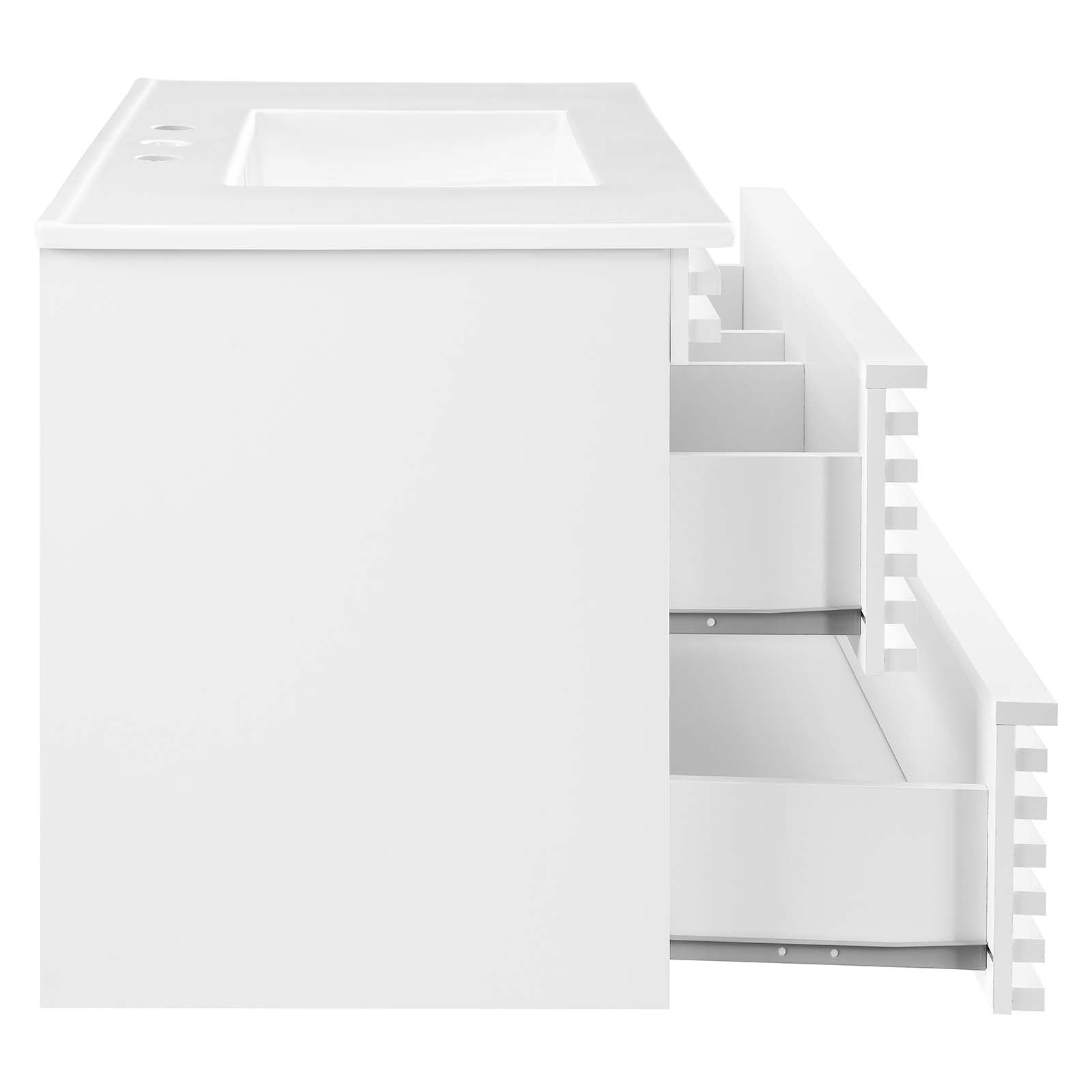 Modway Bathroom Vanity - Render 36" Wall-Mount Bathroom Vanity White White