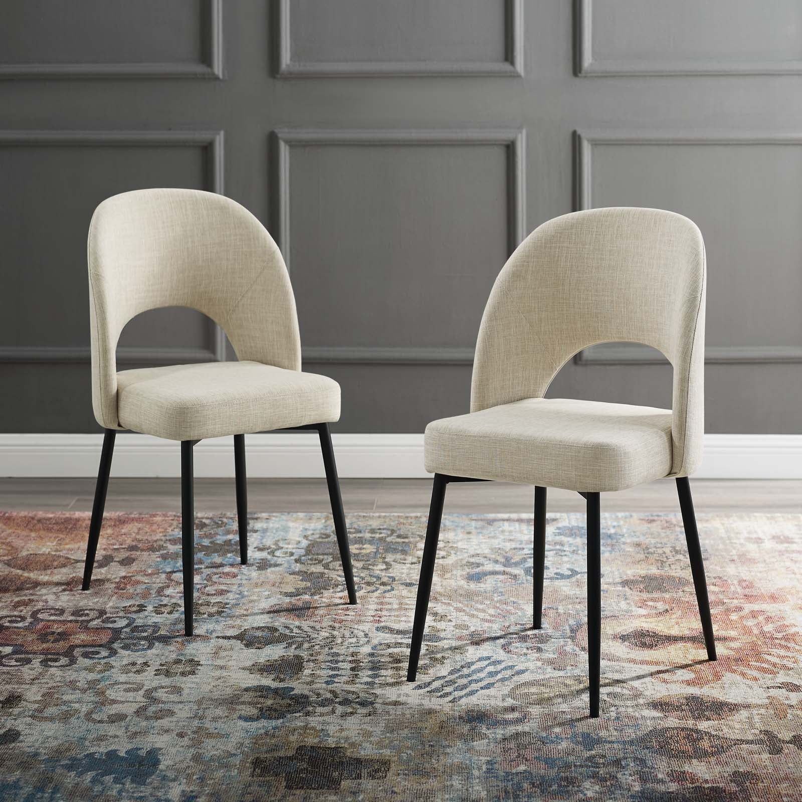 Beige fabric dining discount chairs