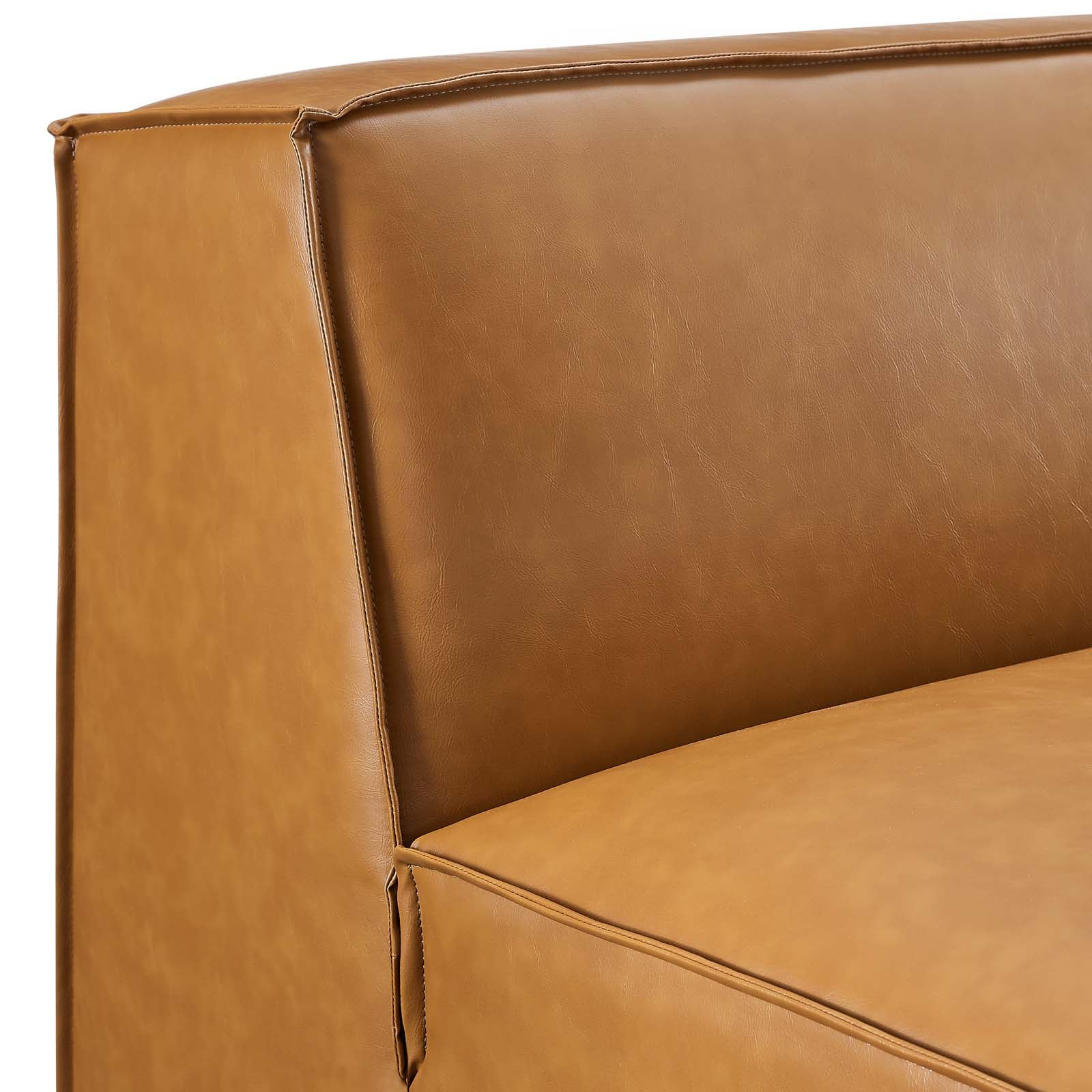 Modway Accent Chairs - Restore Vegan Leather Sectional Sofa Armless Chair Tan