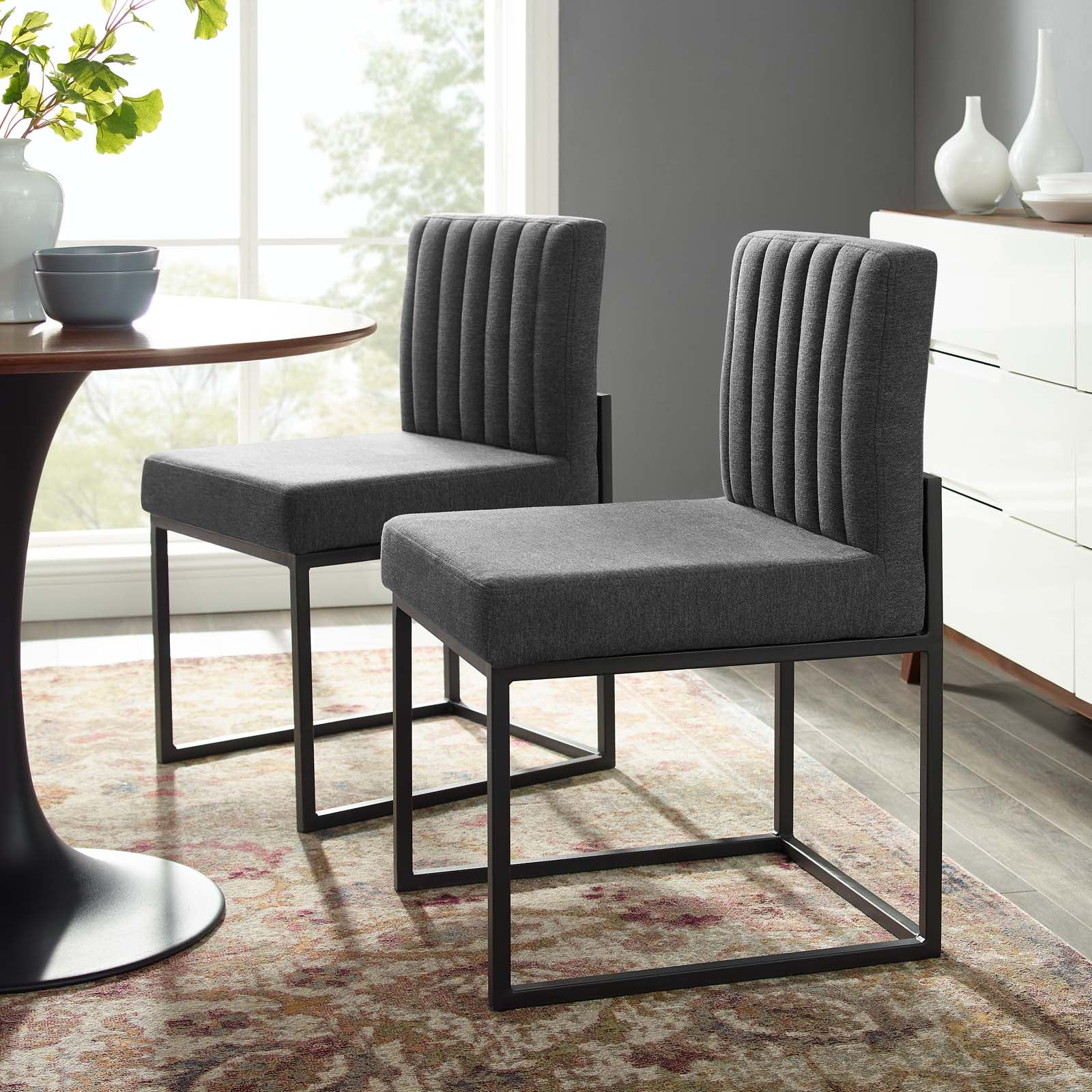 Charcoal grey velvet online dining chairs