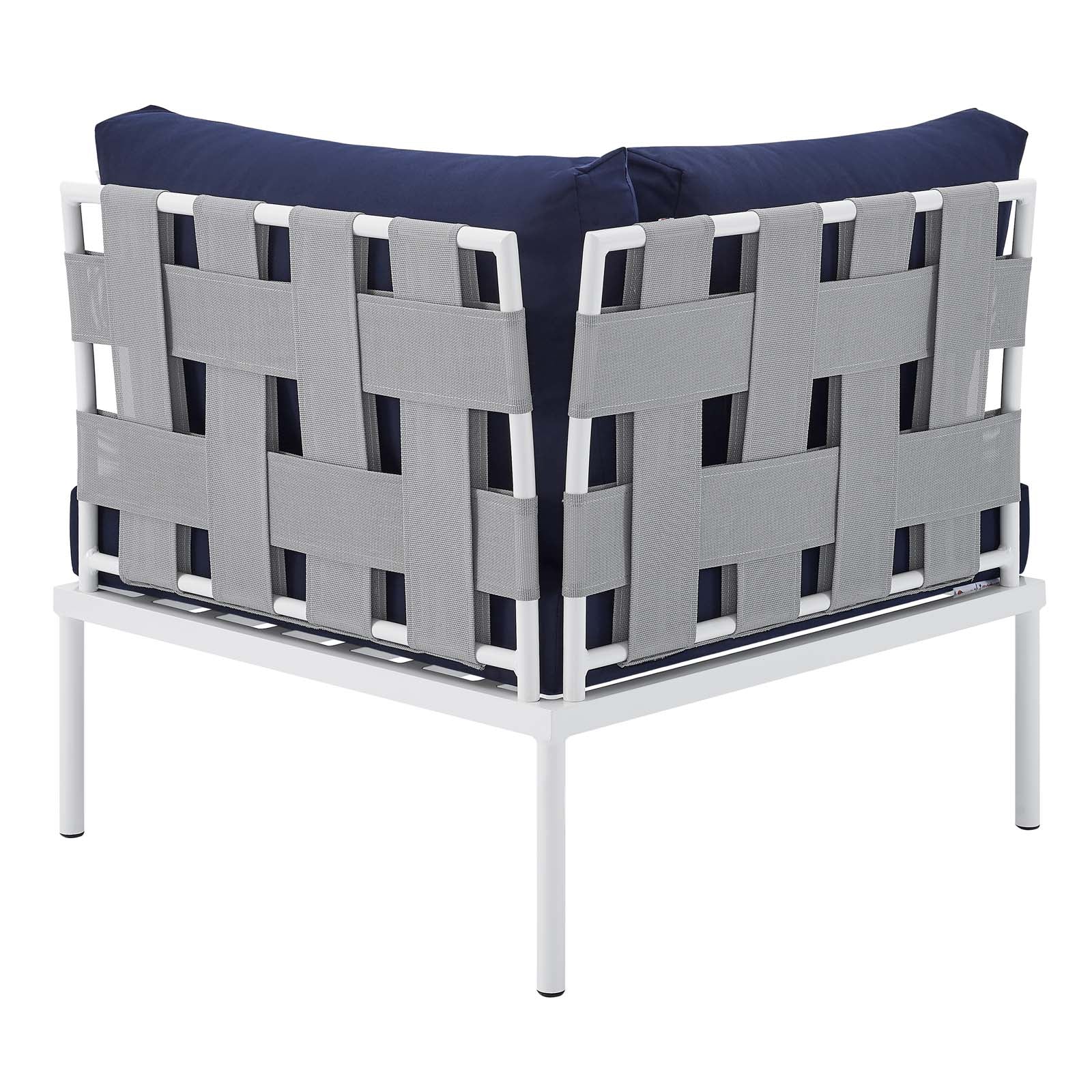 Modway Outdoor Chairs - Harmony Sunbrella Outdoor Patio Aluminum Corner Chair Gray Navy