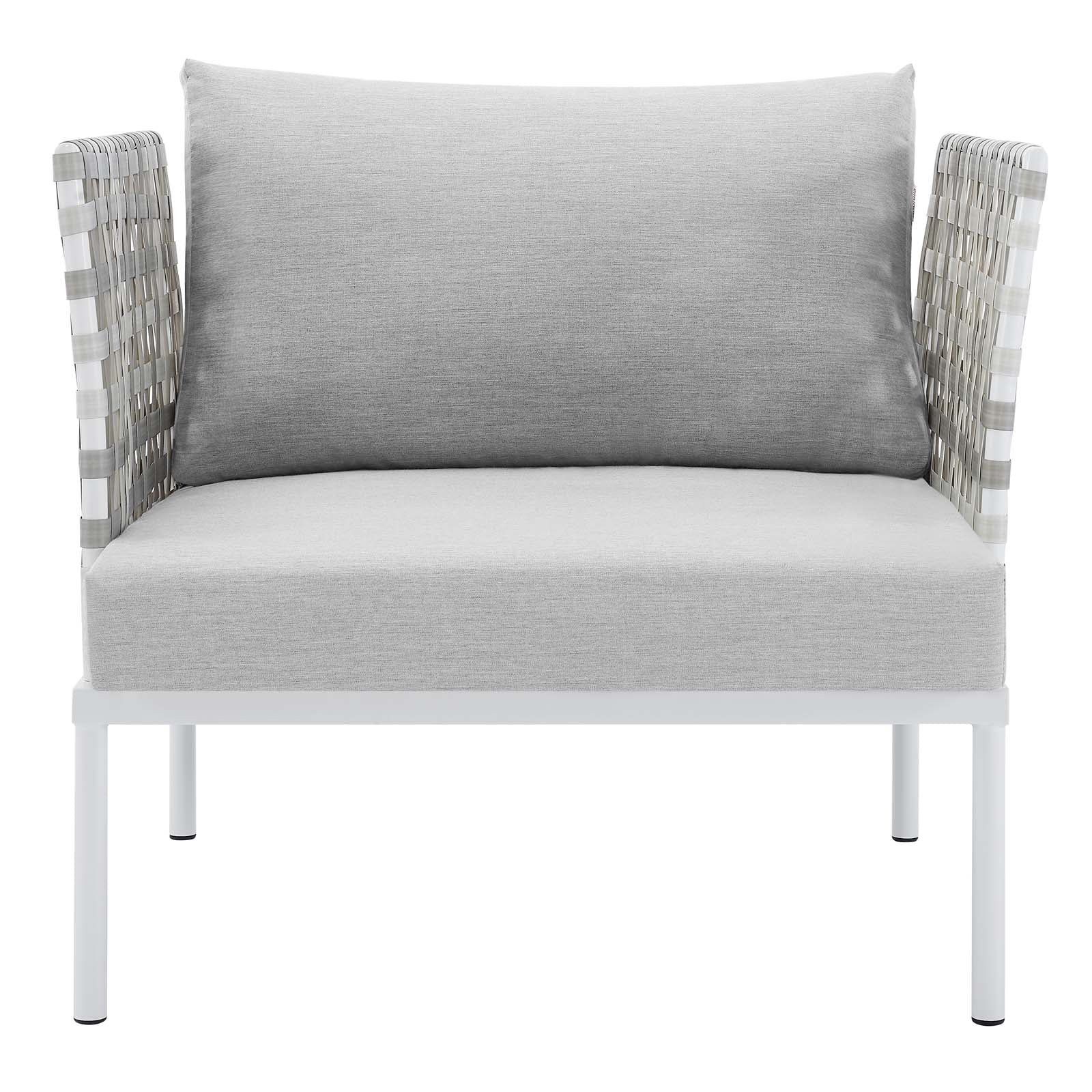 Modway Outdoor Chairs - Harmony Sunbrella Basket Weave Outdoor Patio Aluminum Armchair Taupe Gray