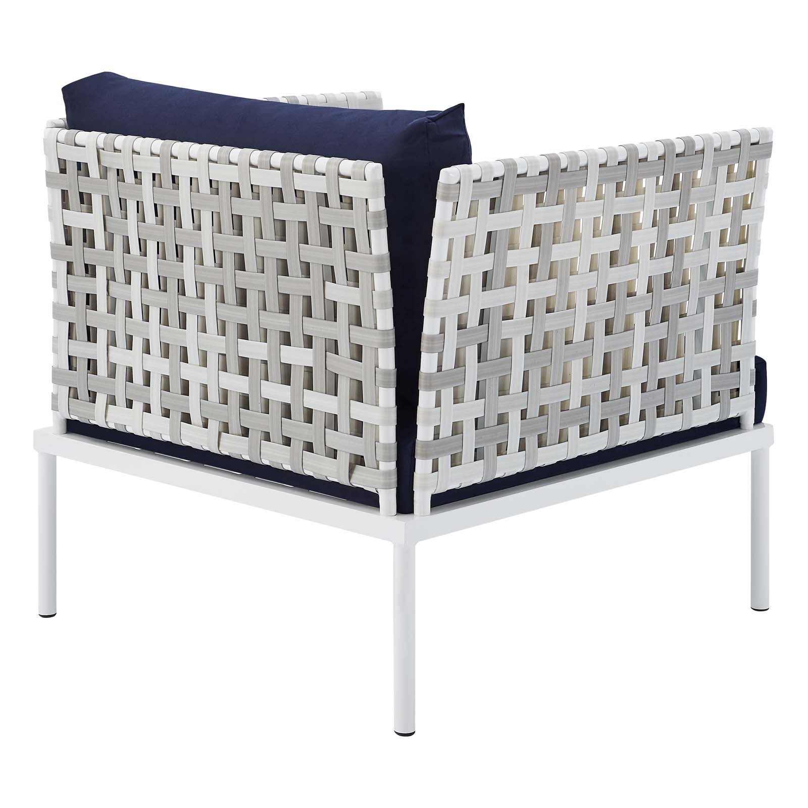 Modway Outdoor Chairs - Harmony Sunbrella Basket Weave Outdoor Patio Aluminum Armchair Taupe Navy