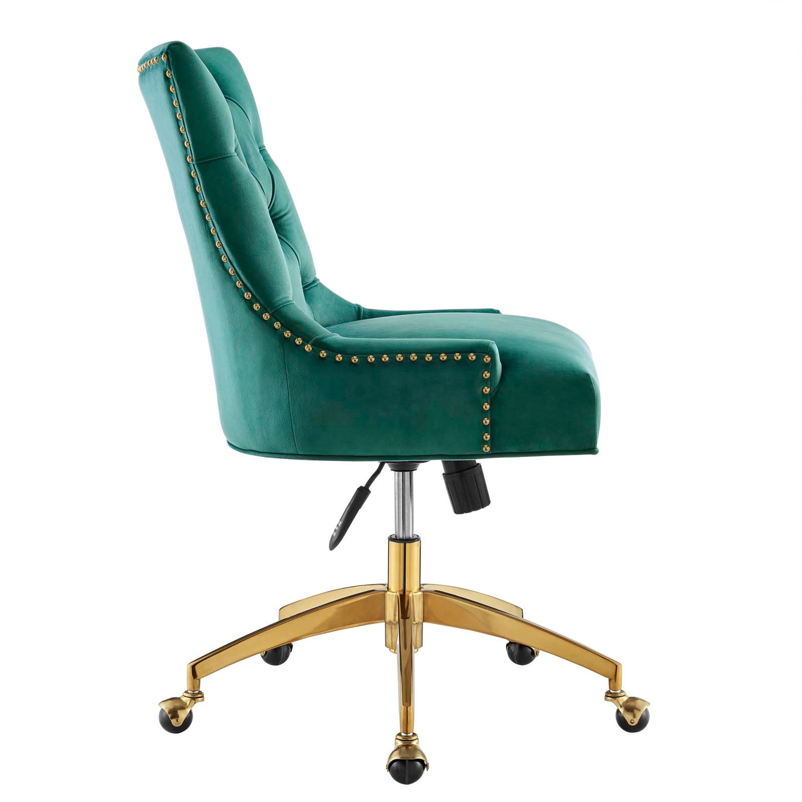 Modway Task Chairs - Regent Tufted Performance Velvet Office Chair Gold Teal