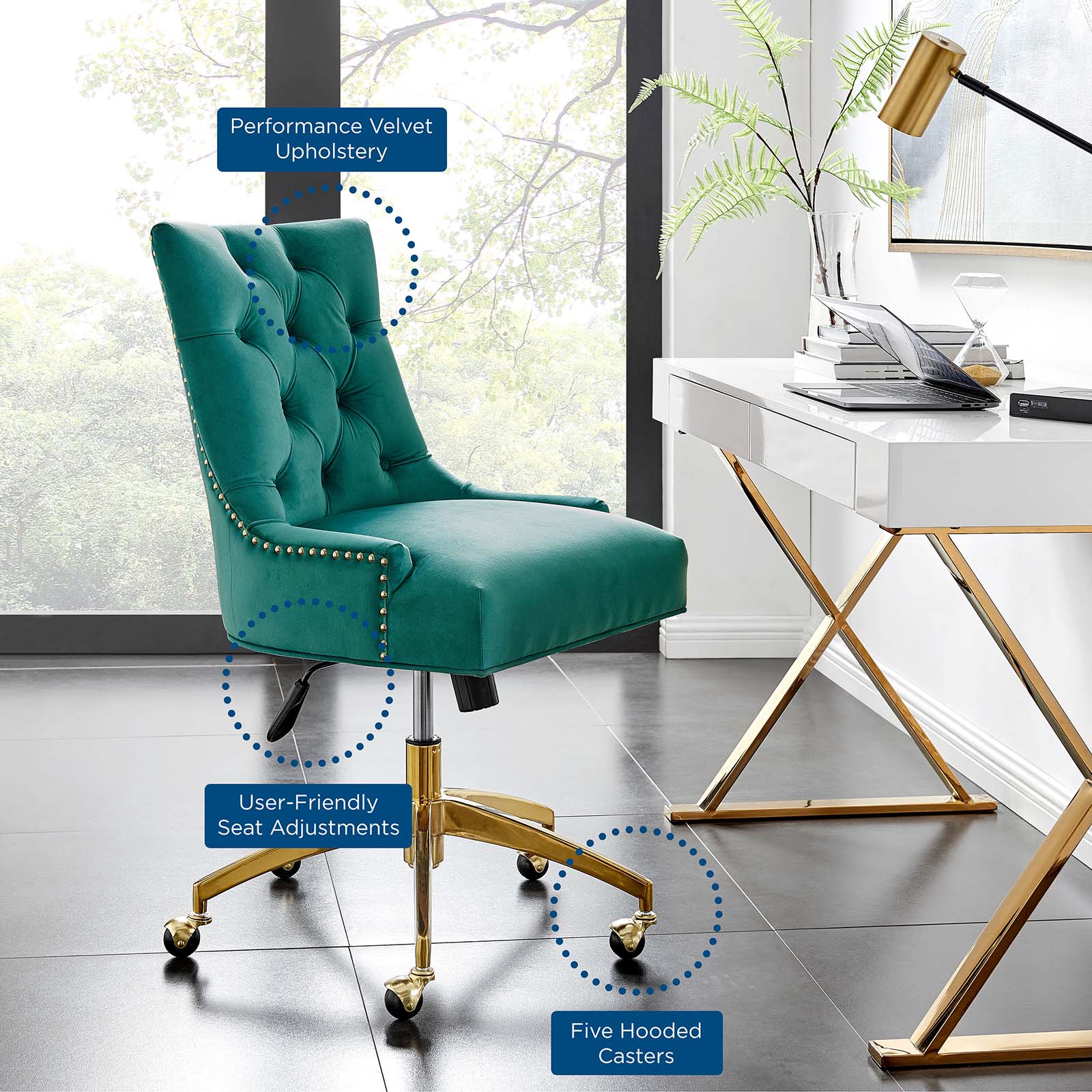 Teal and 2025 gold desk chair