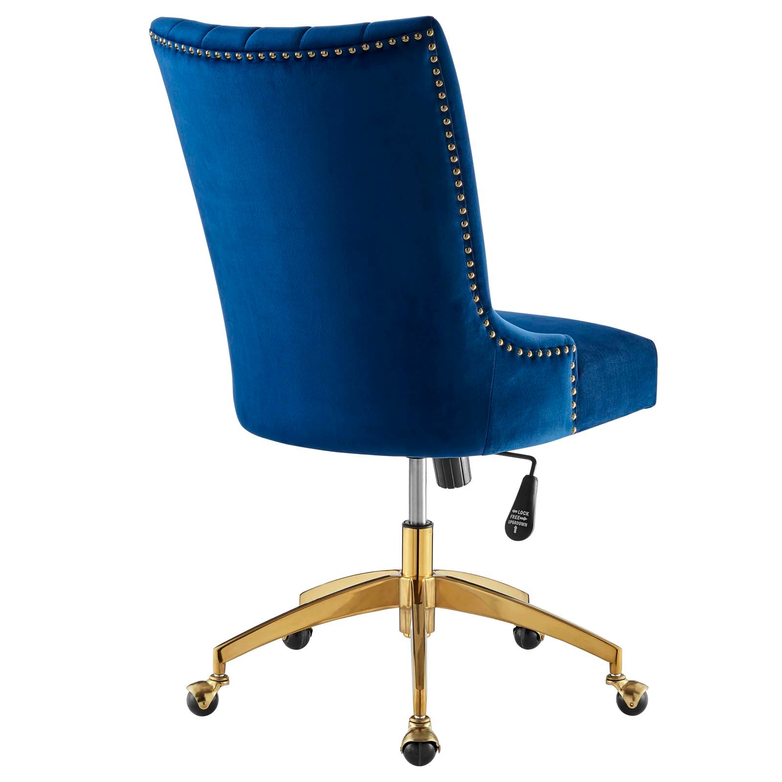 Tufted Velvet Upholstered Office Chair in Navy Blue - Single