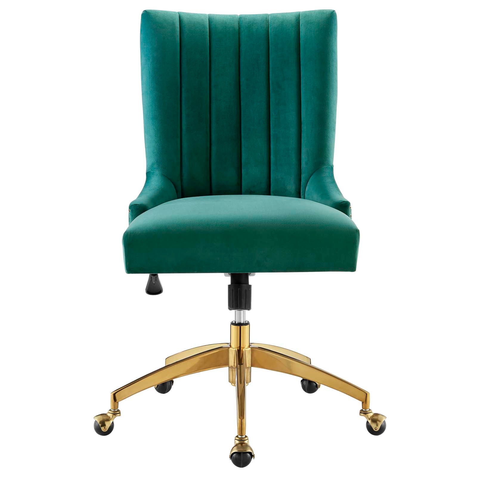 Modway Task Chairs - Empower Channel Tufted Performance Velvet Office Chair Gold Teal