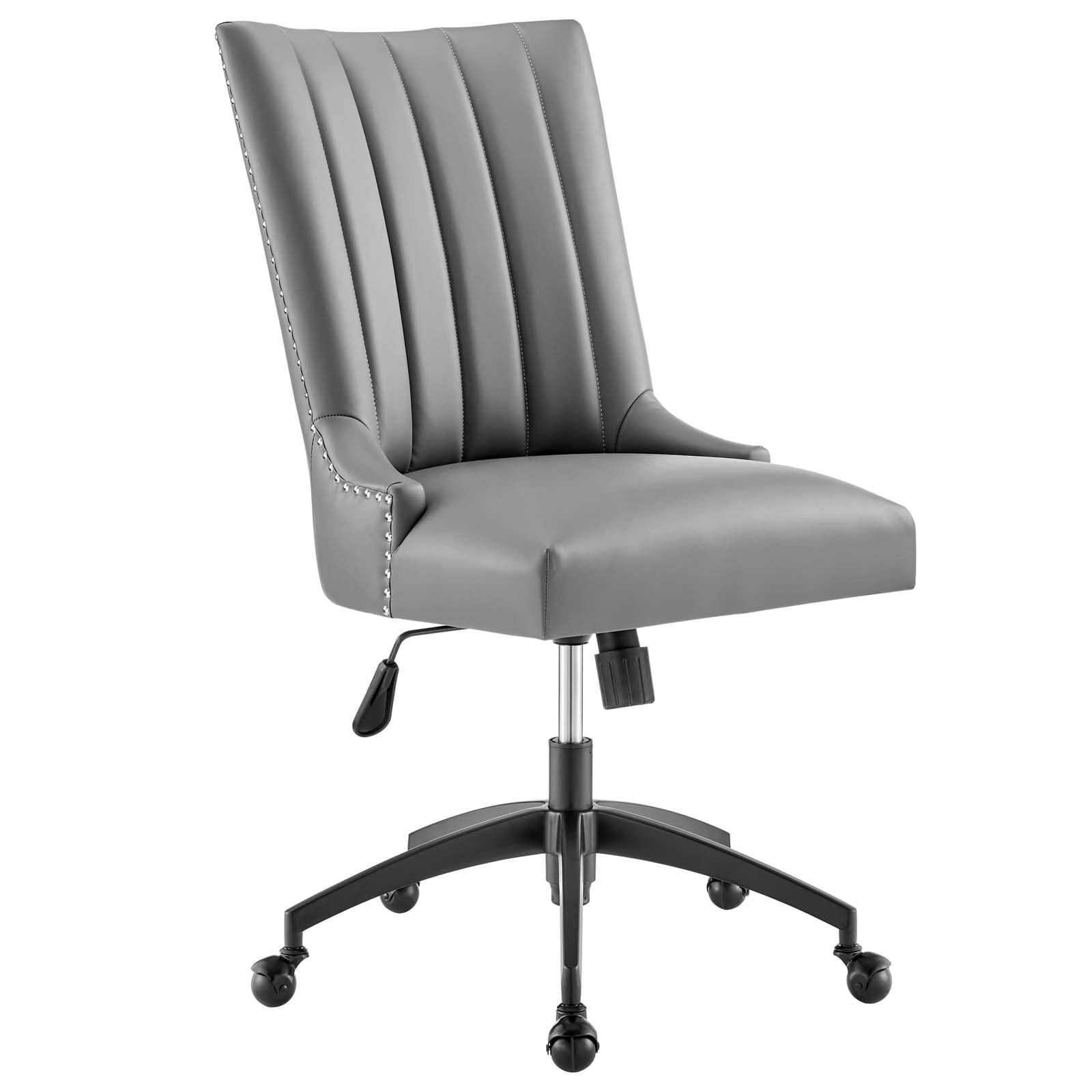 Modway Task Chairs - Empower Channel Tufted Vegan Leather Office Chair Black Gray