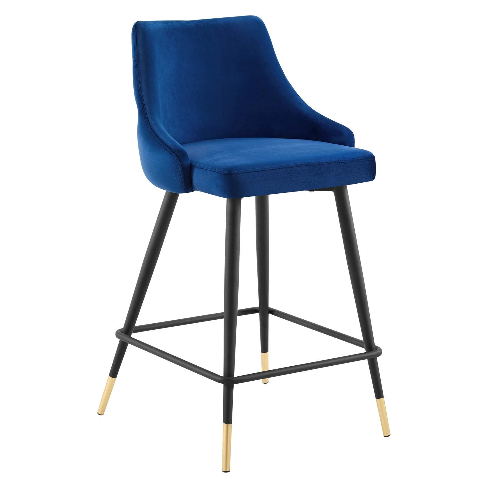 Modway Barstools - Adorn Performance Velvet Counter Stool Set of 2 Navy