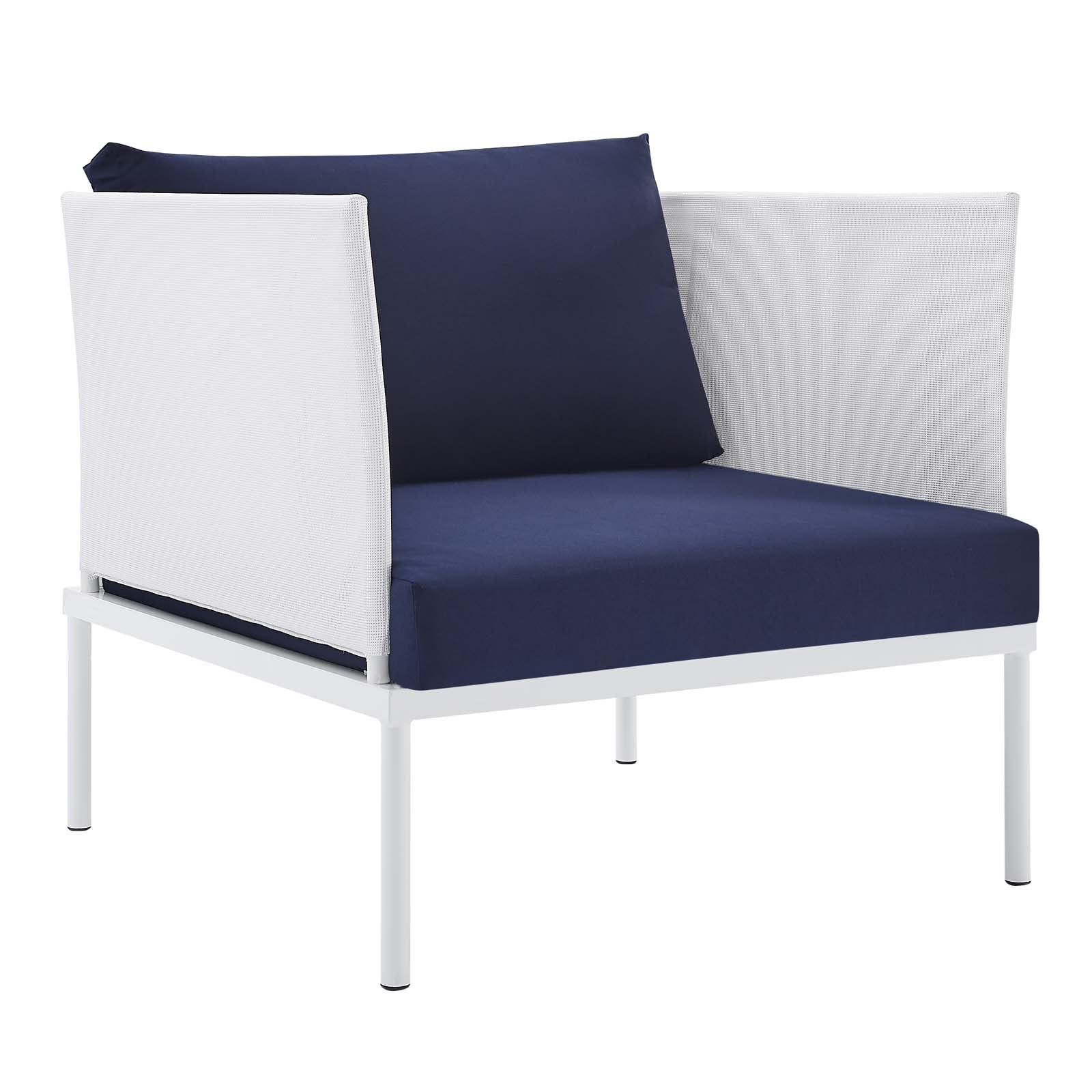 Modway Outdoor Conversation Sets - Harmony 3-Piece Sunbrella Outdoor Patio Aluminum Seating Set White Navy