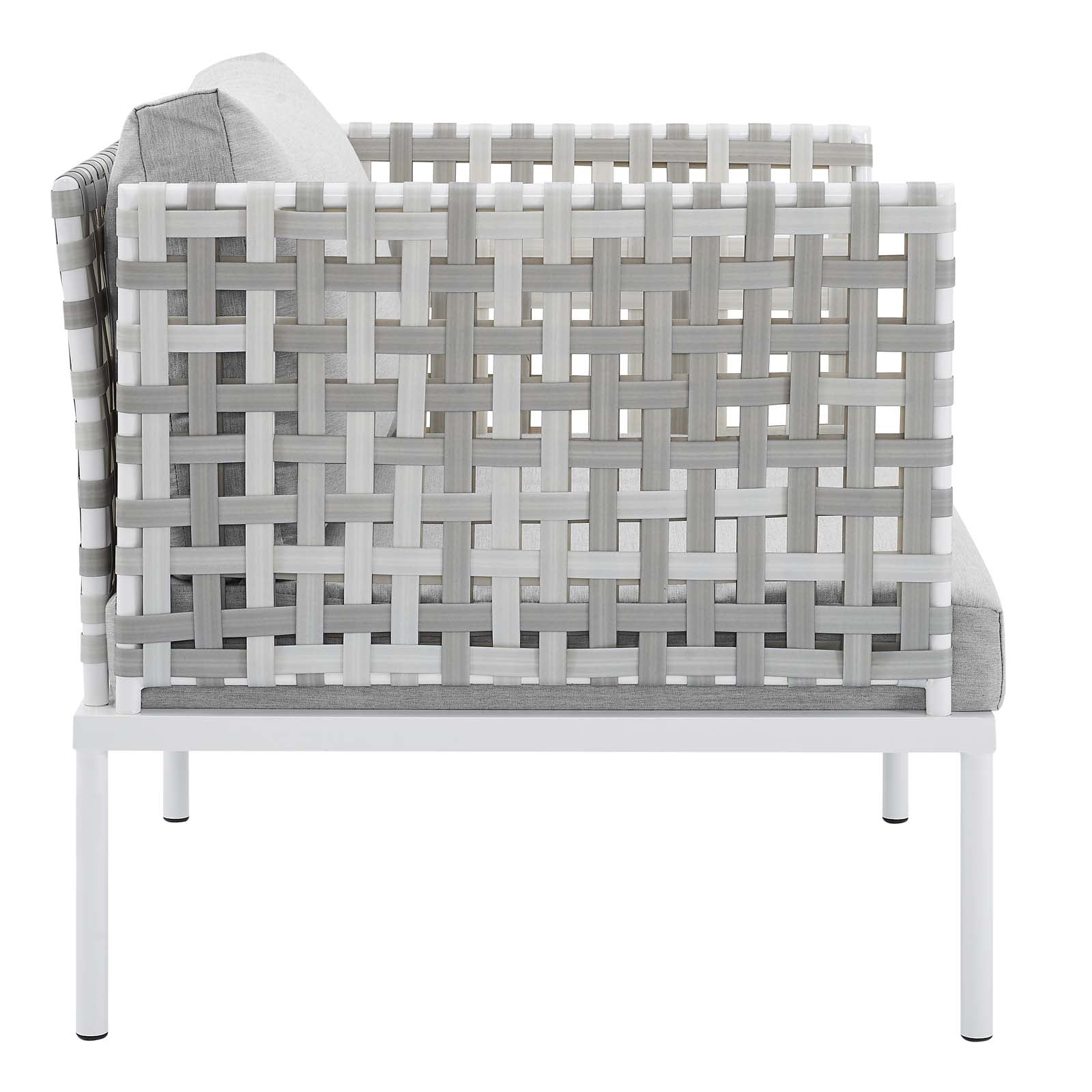 Modway Outdoor Conversation Sets - Harmony 5-Piece Sunbrella Basket Weave Outdoor Patio Aluminum Seating Set Taupe Gray