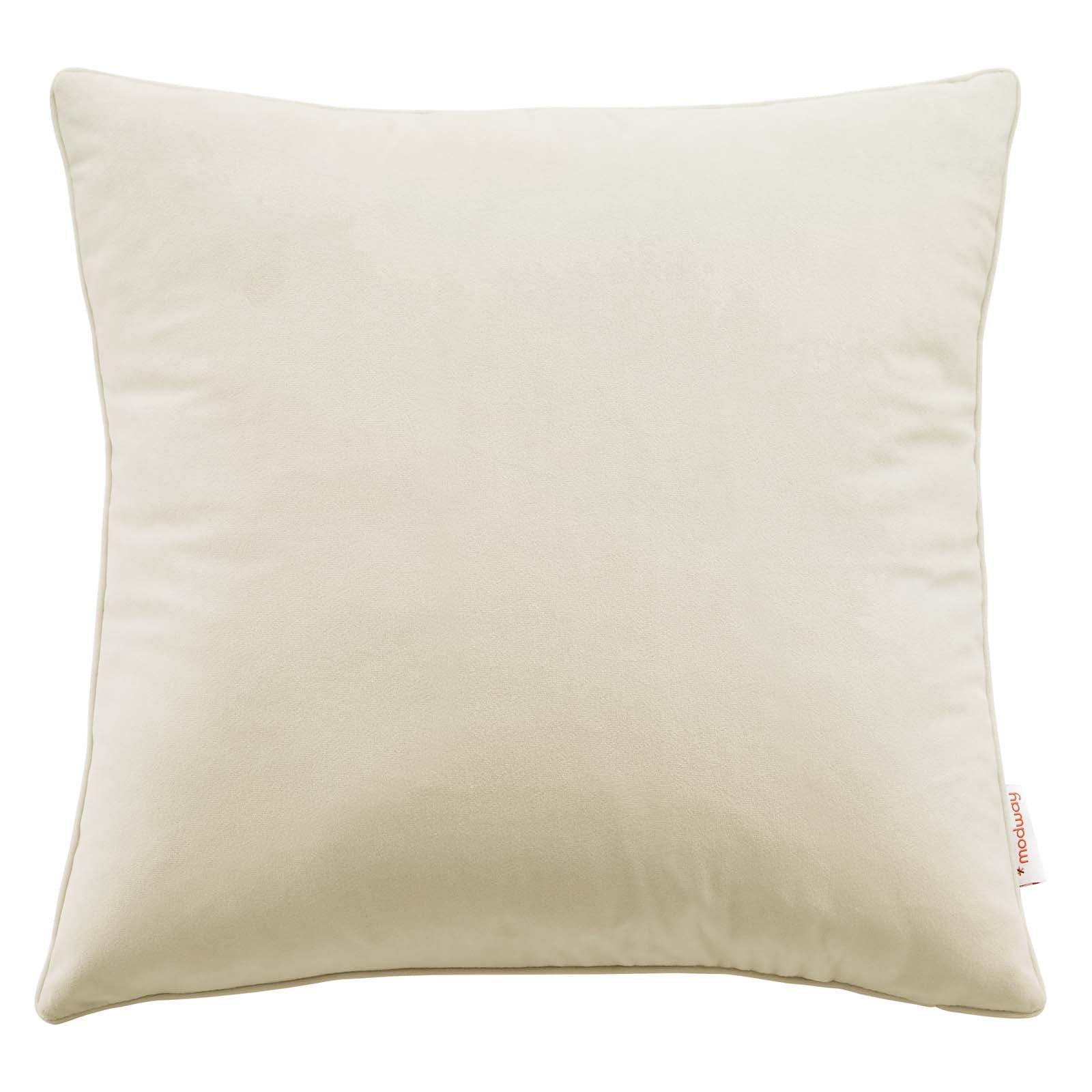 Modway Pillows & Throws - Enhance 20" Performance Velvet Throw Pillow Ivory