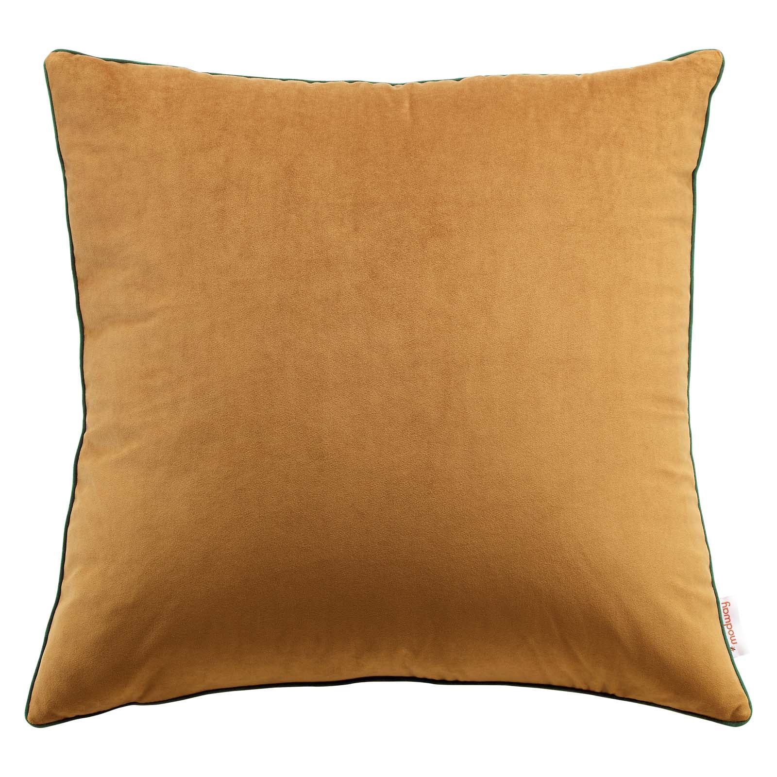 Modway Pillows & Throws - Accentuate 24" Performance Velvet Throw Pillow Cognac Green