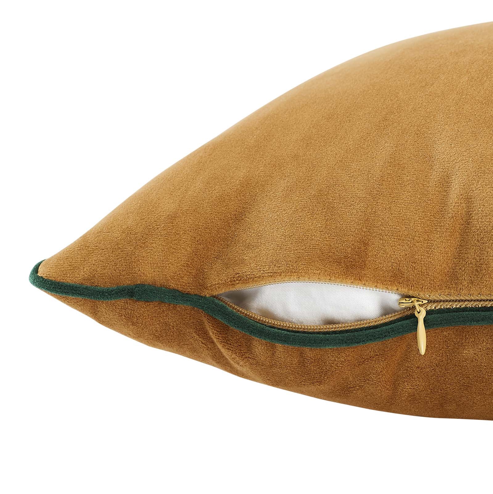 Modway Pillows & Throws - Accentuate 24" Performance Velvet Throw Pillow Cognac Green