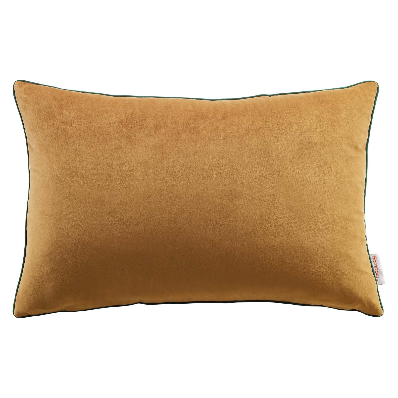 Modway Pillows & Throws - Accentuate 24" Lumbar Performance Velvet Throw Pillow Cognac Green