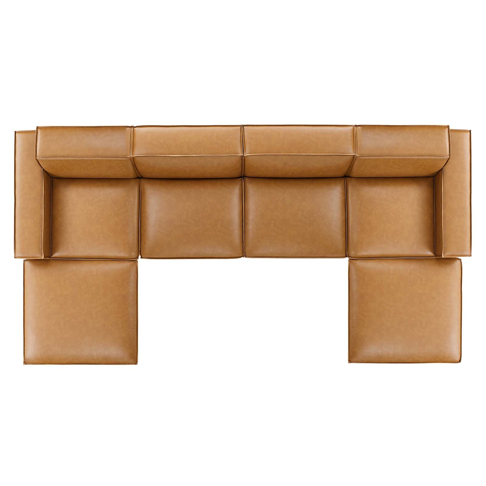 Modway Sectional Sofas - Restore 6-Piece Vegan Leather Sectional Sofa Tan