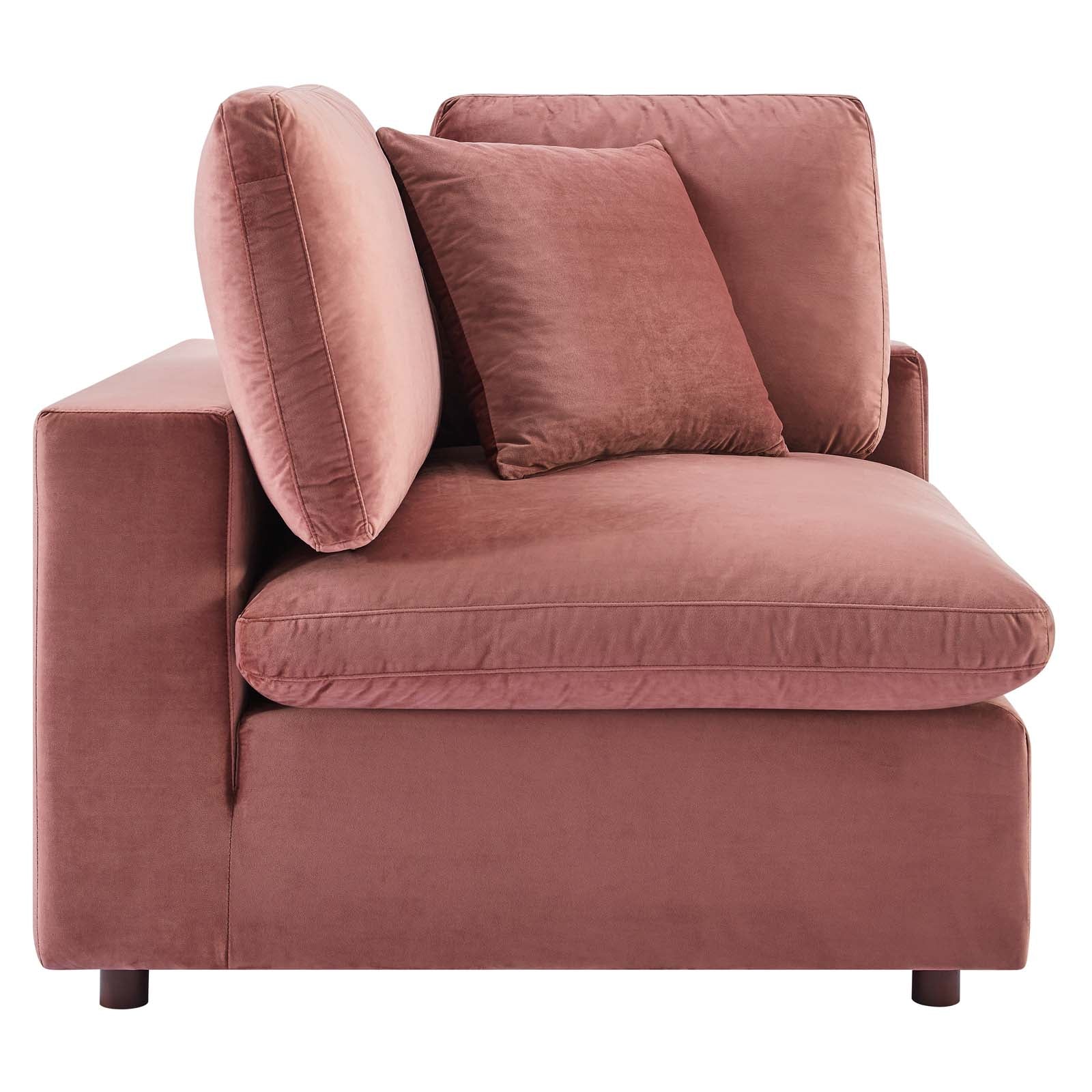 Modway Sectional Sofas - Commix Down Filled Overstuffed Performance Velvet 4-Piece Sectional Sofa Dusty Rose