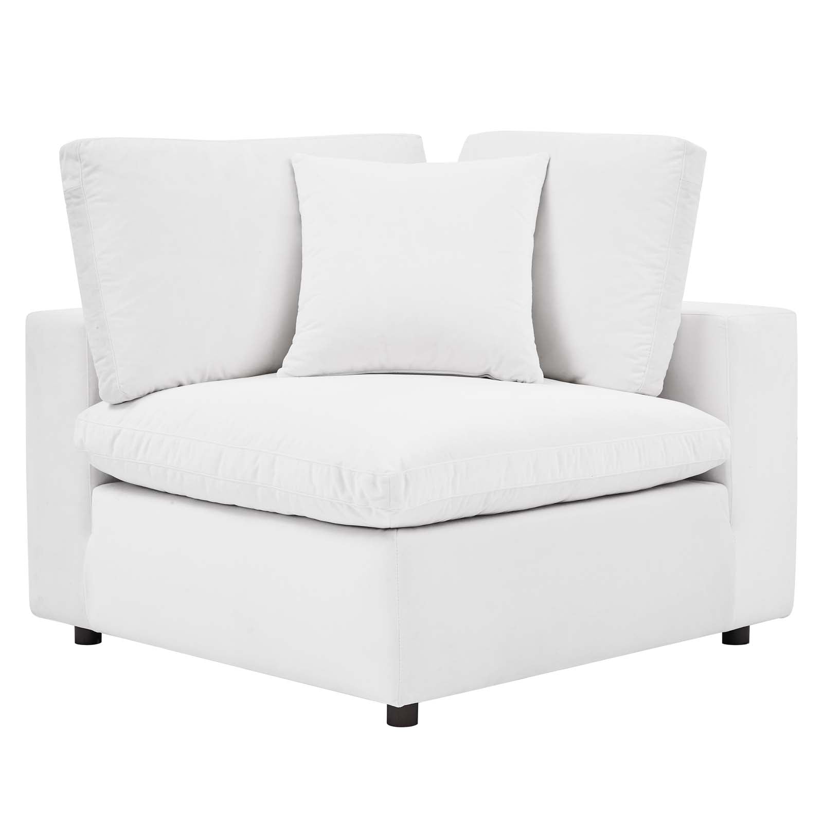 Modway Sectional Sofas - Commix Down Filled Overstuffed Performance Velvet 4-Piece Sectional Sofa White