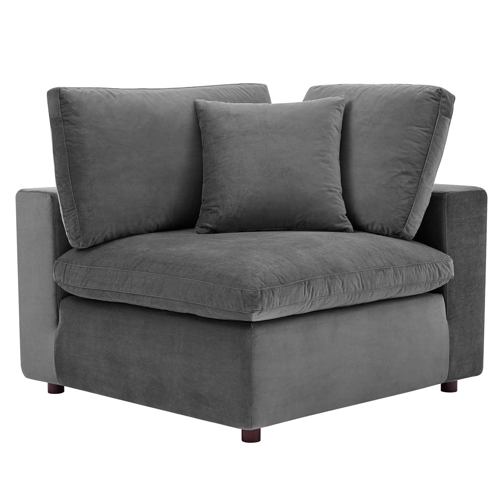 Modway Sectional Sofas - Commix Down Filled Overstuffed Performance Velvet 4-Seater Sofa Gray