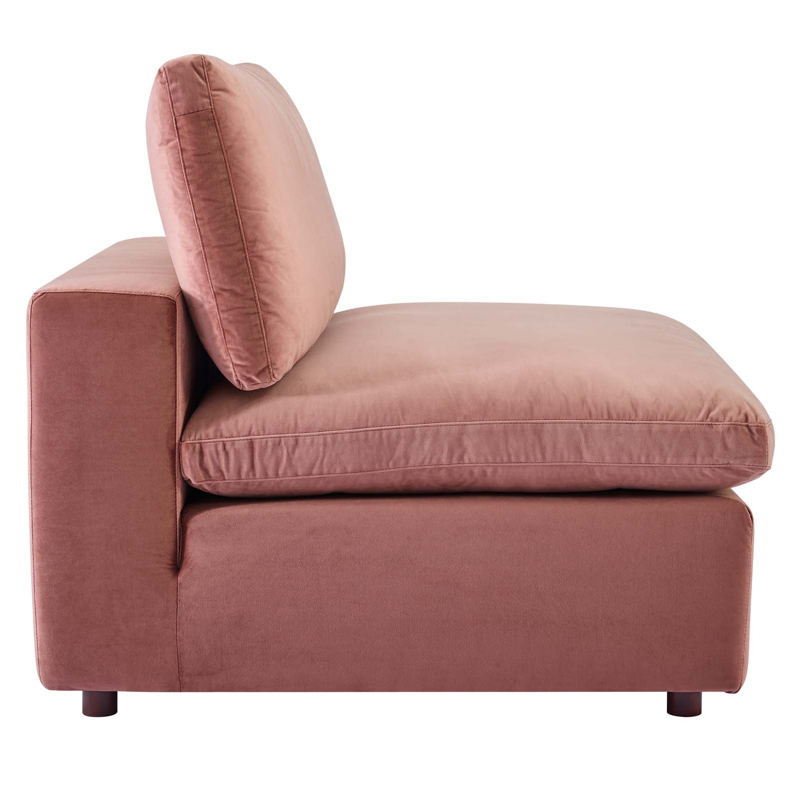 Modway Sectional Sofas - Commix Down Filled Overstuffed Performance Velvet 6-Piece 35 " H Sectional Sofa Dusty Rose