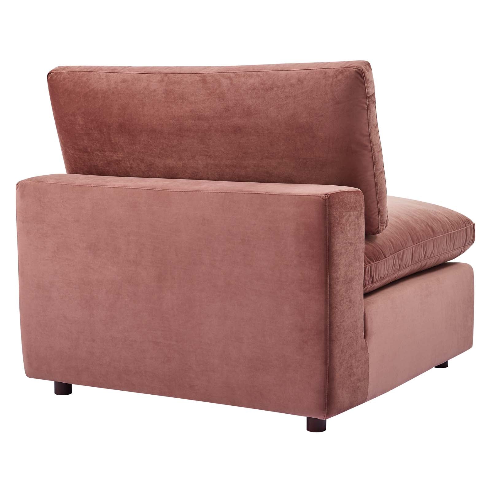 Modway Sectional Sofas - Commix Down Filled Overstuffed Performance Velvet 6-Piece 35 " H Sectional Sofa Dusty Rose