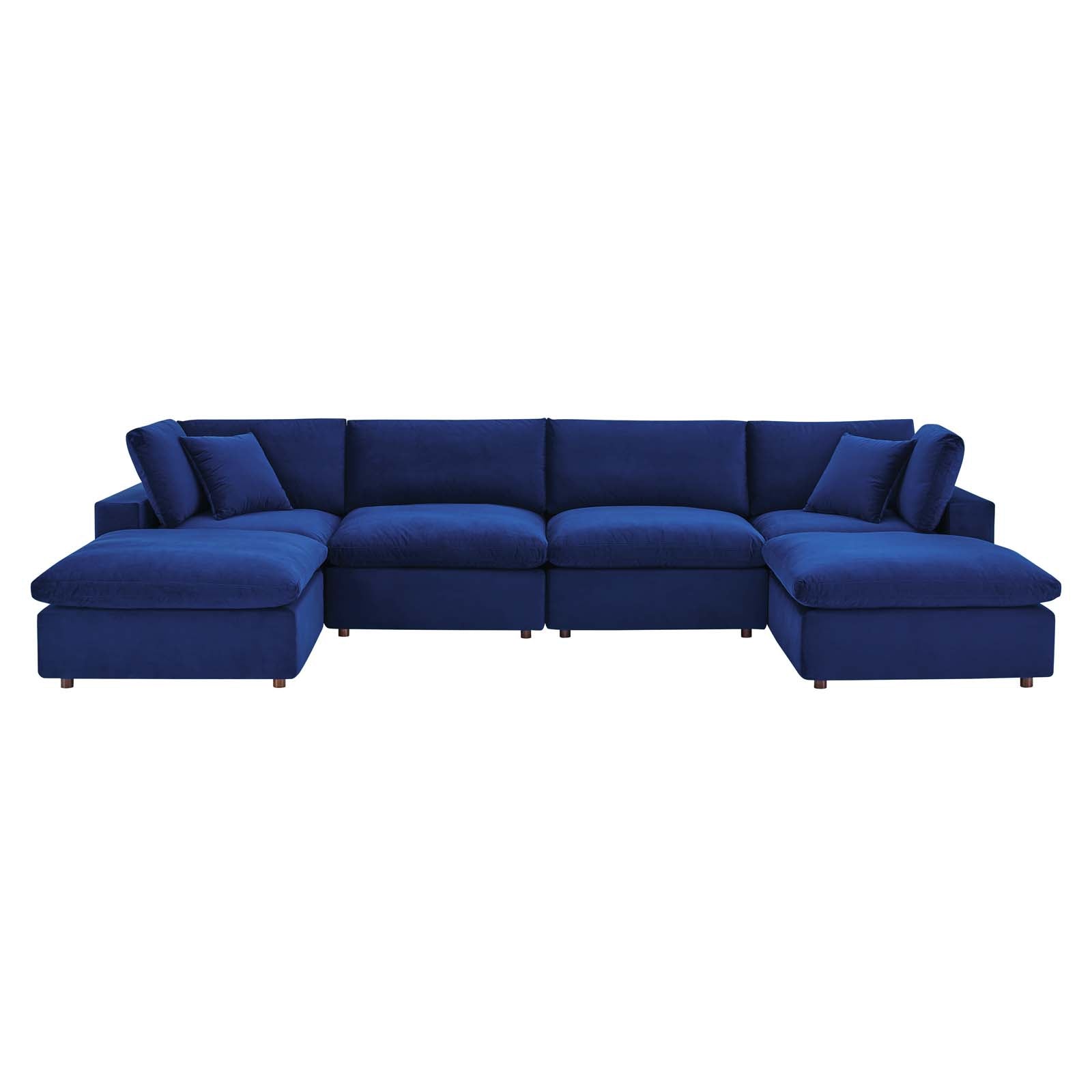 Modway Sectional Sofas - Commix Overstuffed Performance Velvet 6-Piece Sectional Sofa Navy