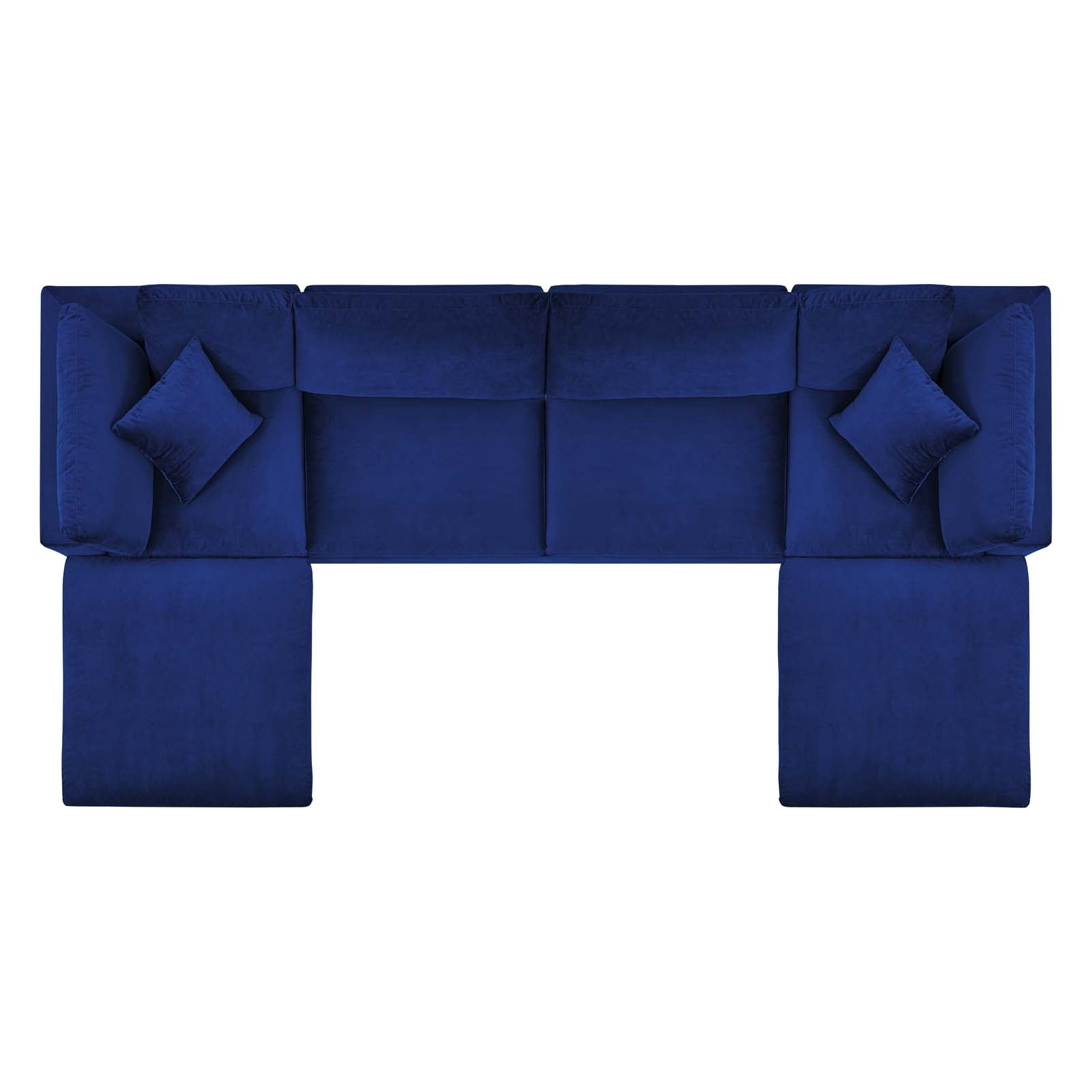 Modway Sectional Sofas - Commix Overstuffed Performance Velvet 6-Piece Sectional Sofa Navy