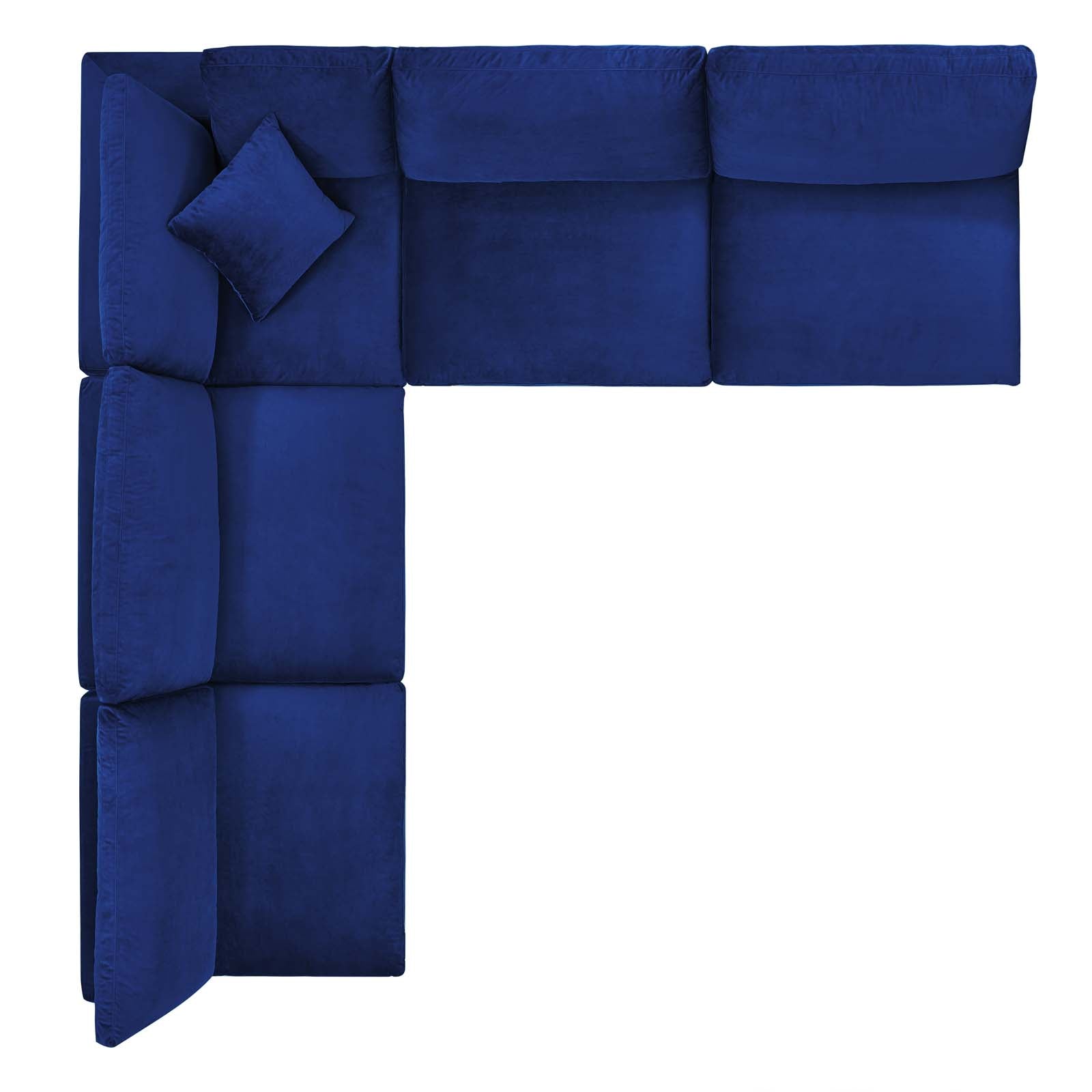 Modway Sectional Sofas - 118" Commix Down Filled Overstuffed Performance Velvet 5-Piece Sectional Sofa Navy