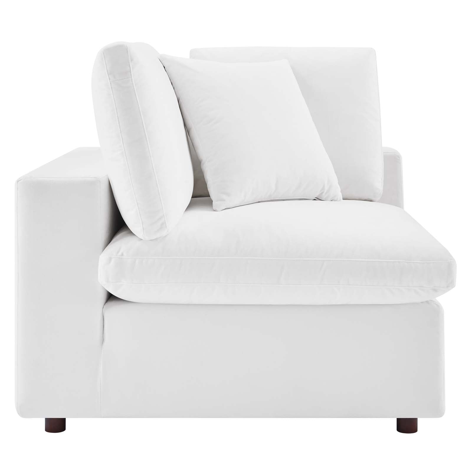 Modway Sectional Sofas - Commix Down Filled Overstuffed Performance Velvet 5-Piece Sectional Sofa White