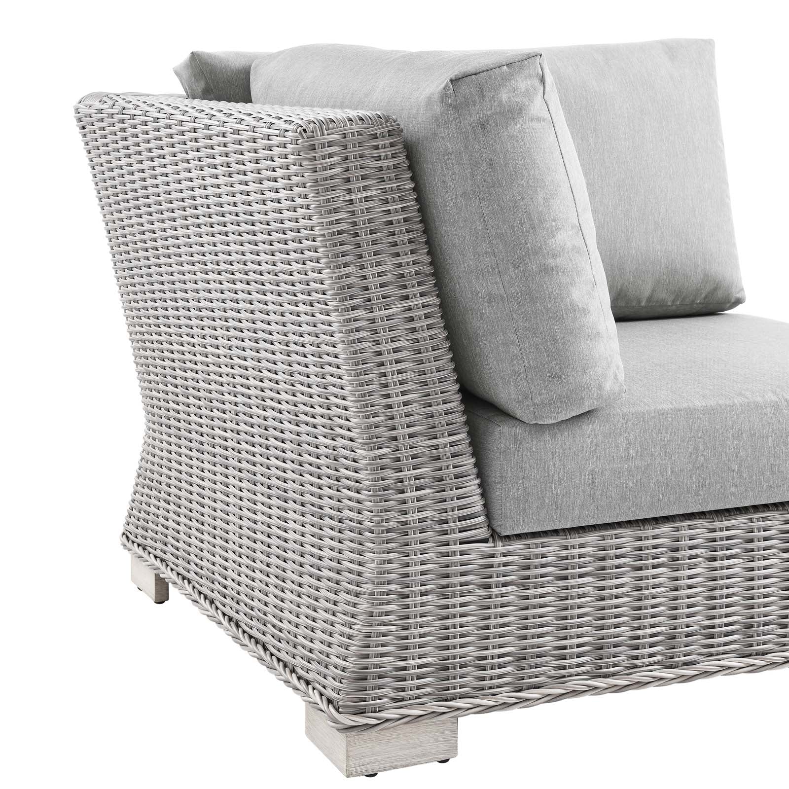 Modway Outdoor Chairs - Conway Outdoor Patio Wicker Rattan Corner Chair Light Gray