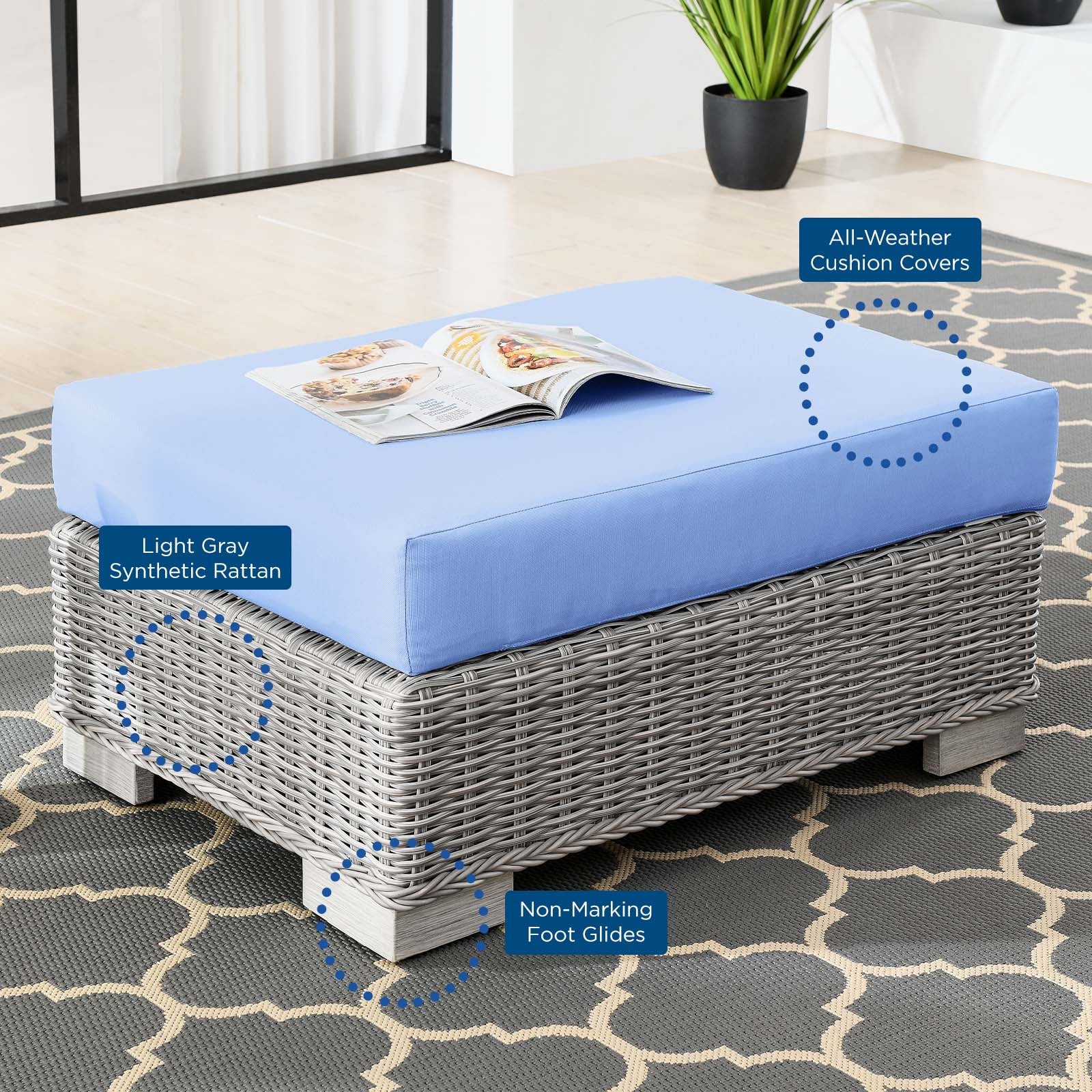 Outdoor ottoman best sale cushion covers