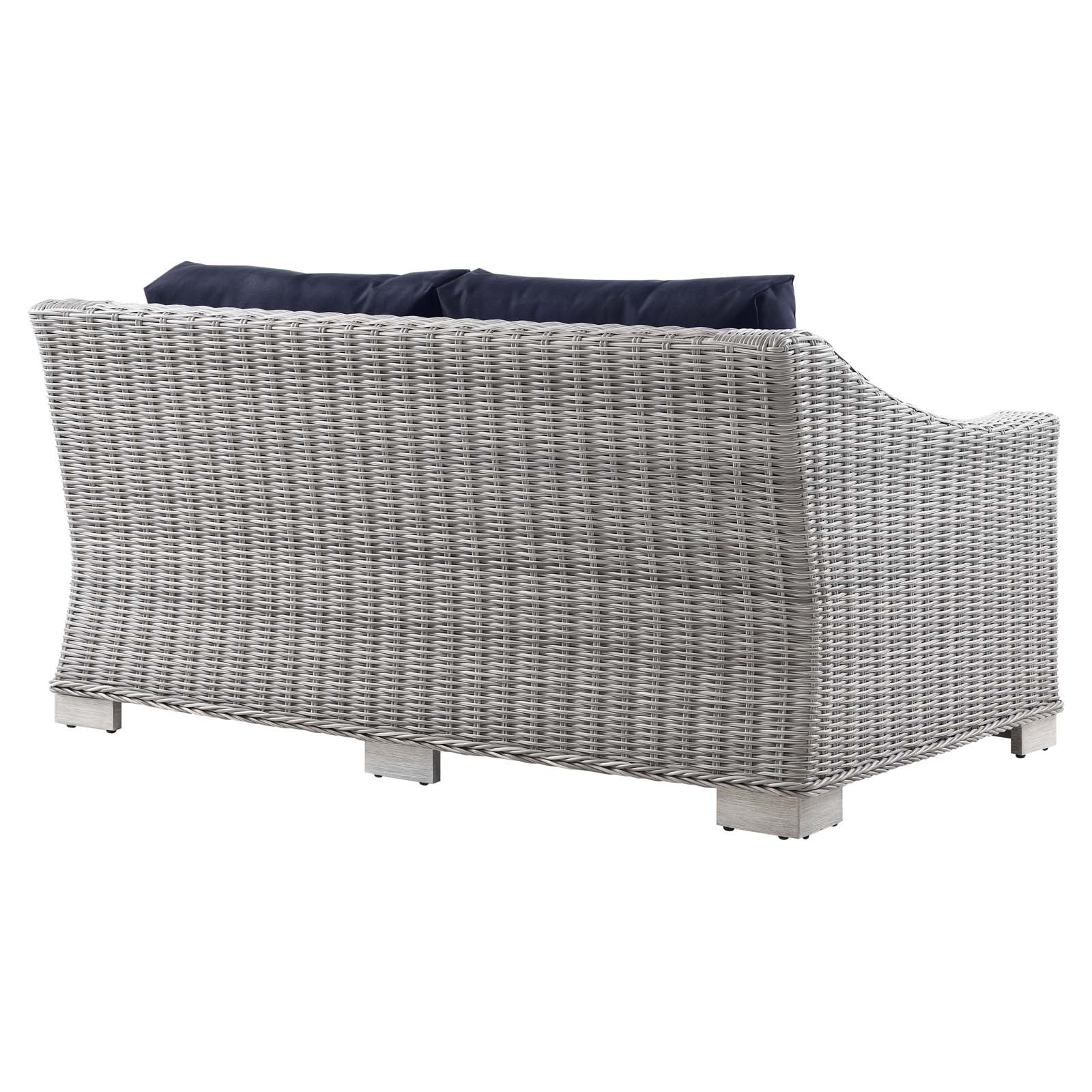 Modway Outdoor Sofas - Conway Outdoor Patio Wicker Rattan Loveseat Light Gray Navy