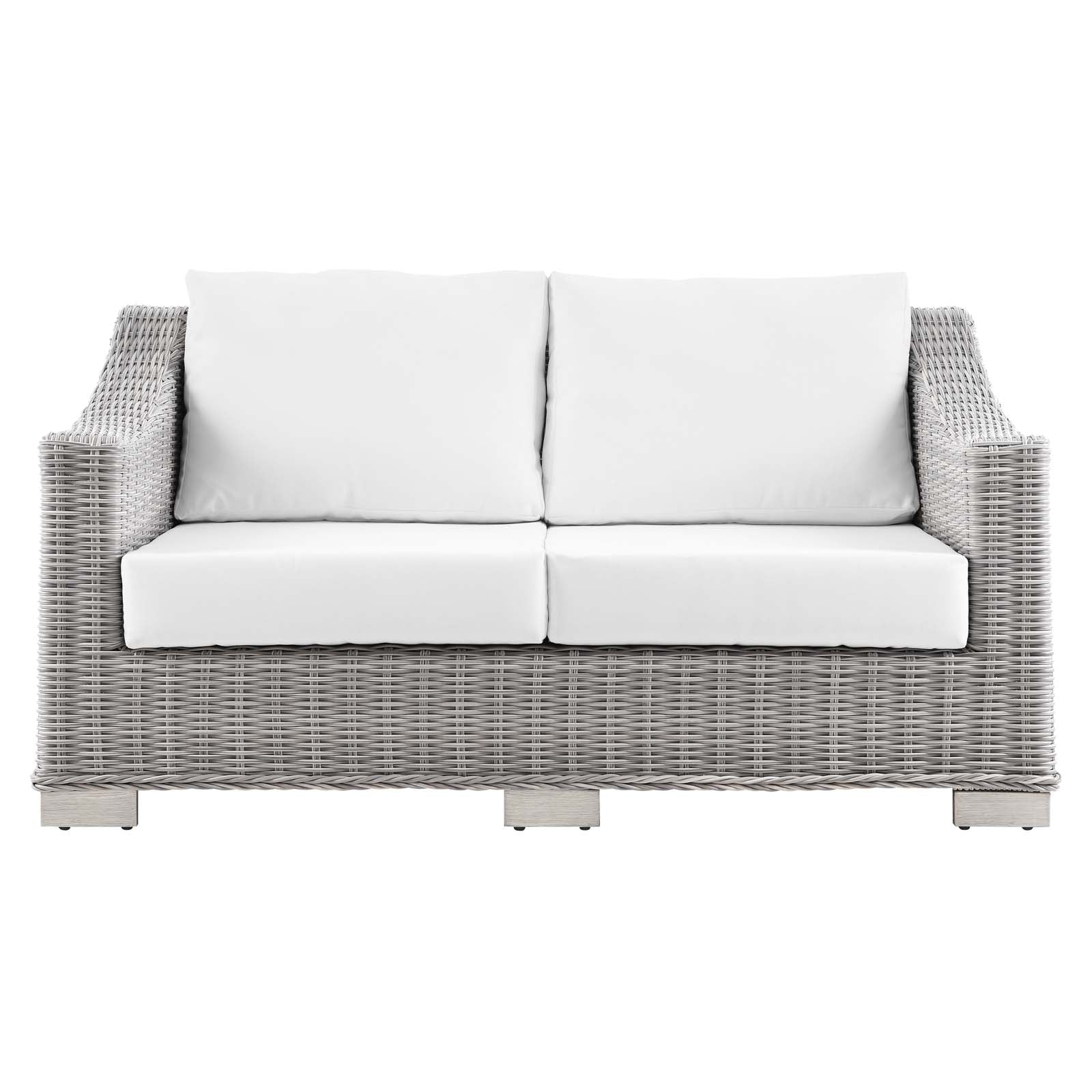 Modway Outdoor Sofas - Conway Outdoor Patio Wicker Rattan Loveseat Light Gray White